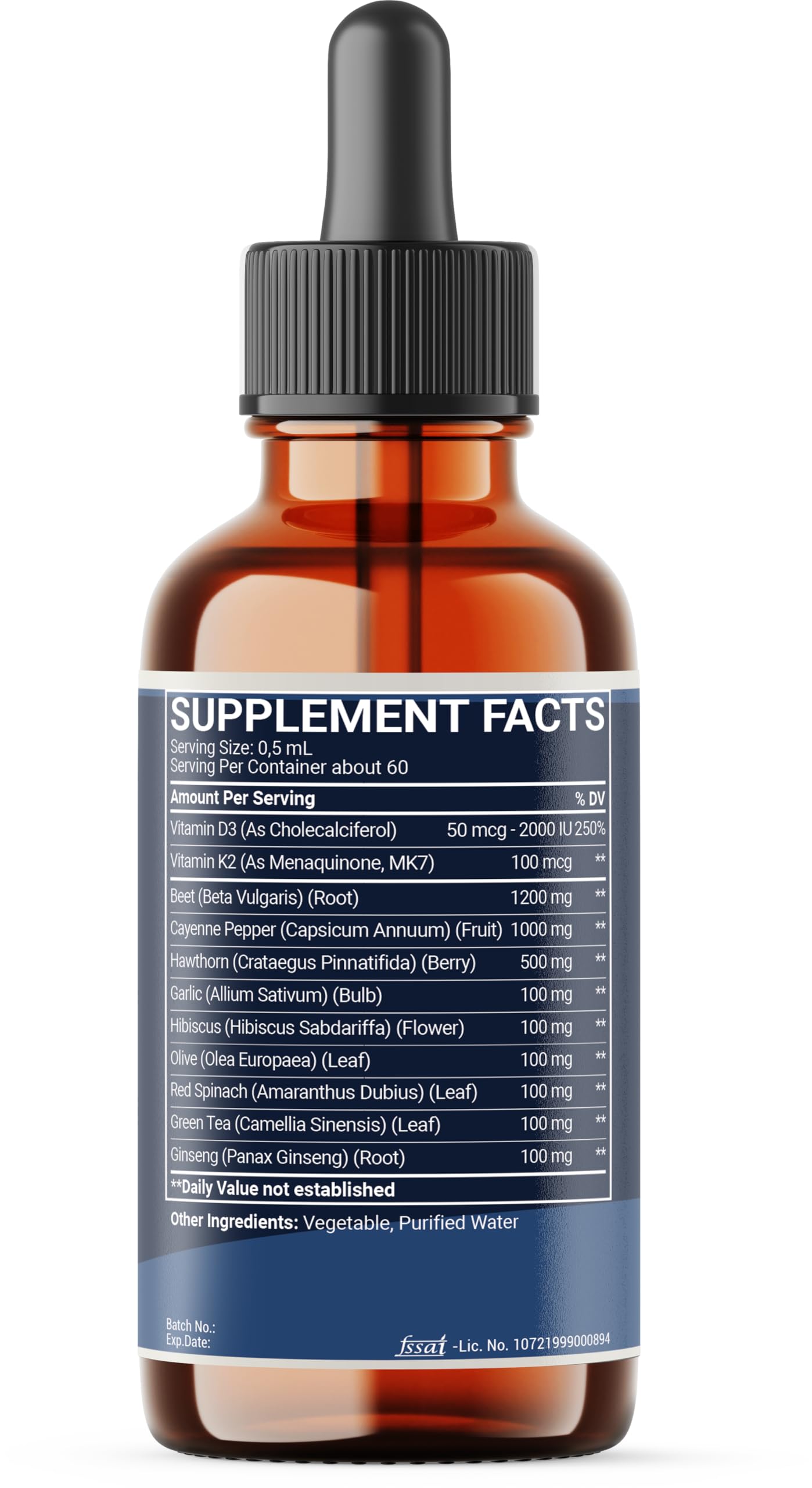 11in1 Beet Root Liquid Drops - Support Overall Wellness - with Vitamin D3, Vitamin K2, Hawthorn Berry, Cayenne Pepper, Garlic, Hibiscus, Olive, Red Spinach, Green Tea - 1 FL Oz - 60 Day Supply Mecisco Au supplements