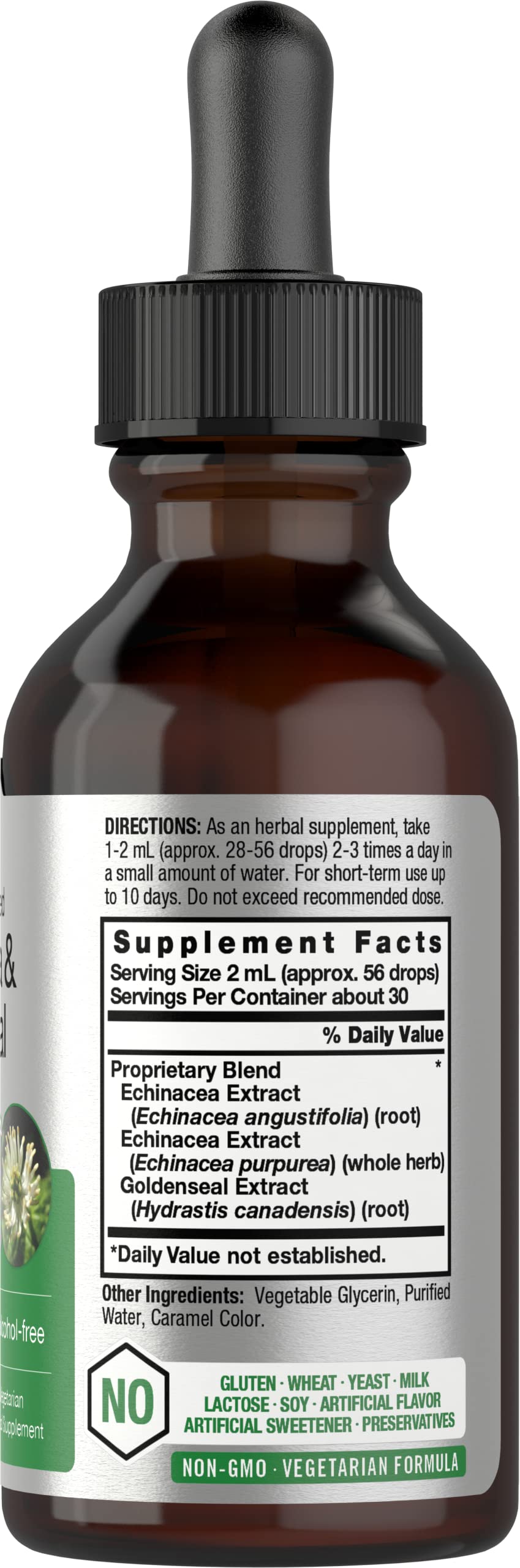 Echinacea Goldenseal Liquid Extract | 2 fl oz | Alcohol Free Tincture Drops | Vegetarian Horbäach Au supplements