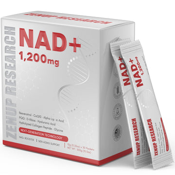 ZenUP Liquid NAD, Extra Strength 1,200mg NAD+ Supplement with CoQ10, Resveratrol, D-Ribose & PQQ for Men & Women, Natural NAD+ Stick for Anti-Aging, Energy, Focus - 30 Packets ZenUP Au supplements