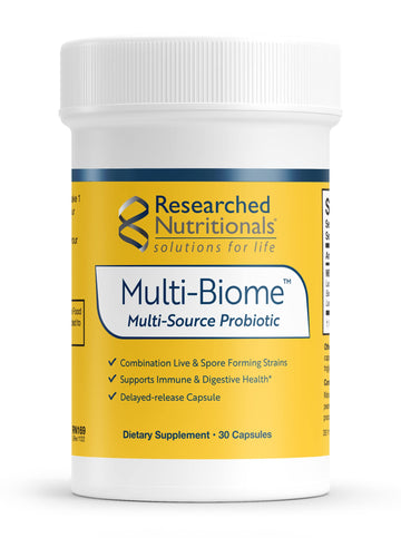 Researched Nutritionals Multi-Biome - Dual-Action Probiotics for Women & Men - Spore + Live Strain Formula with Delayed-Release Capsules for Gut Health, Histamine & Immune Support (30 ct) Researched Nutritionals Au supplements