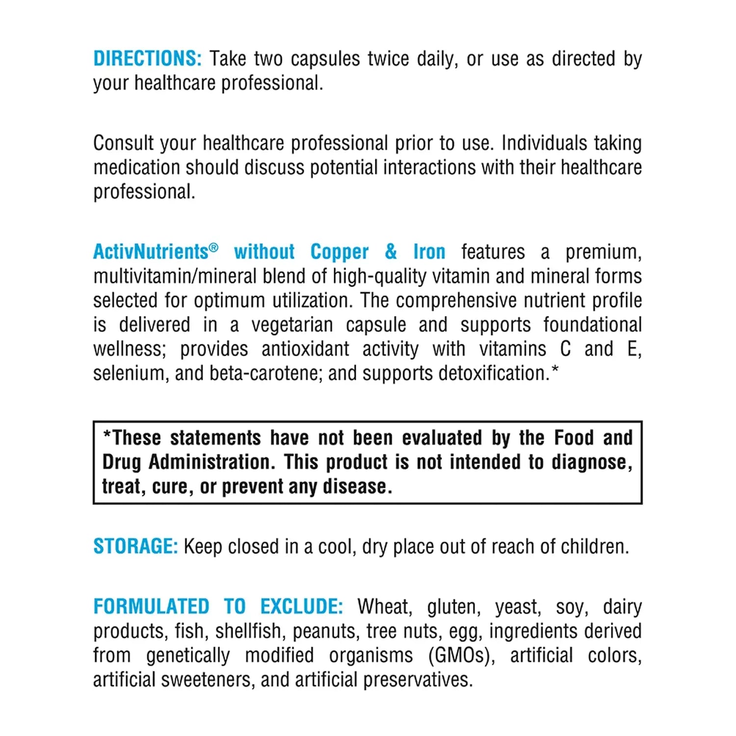XYMOGEN ActivNutrients Without Copper & Iron - Multimineral Multivitamin for Men + Women with Folate, B12, Zinc and Vitamin C XYMOGEN Au supplements
