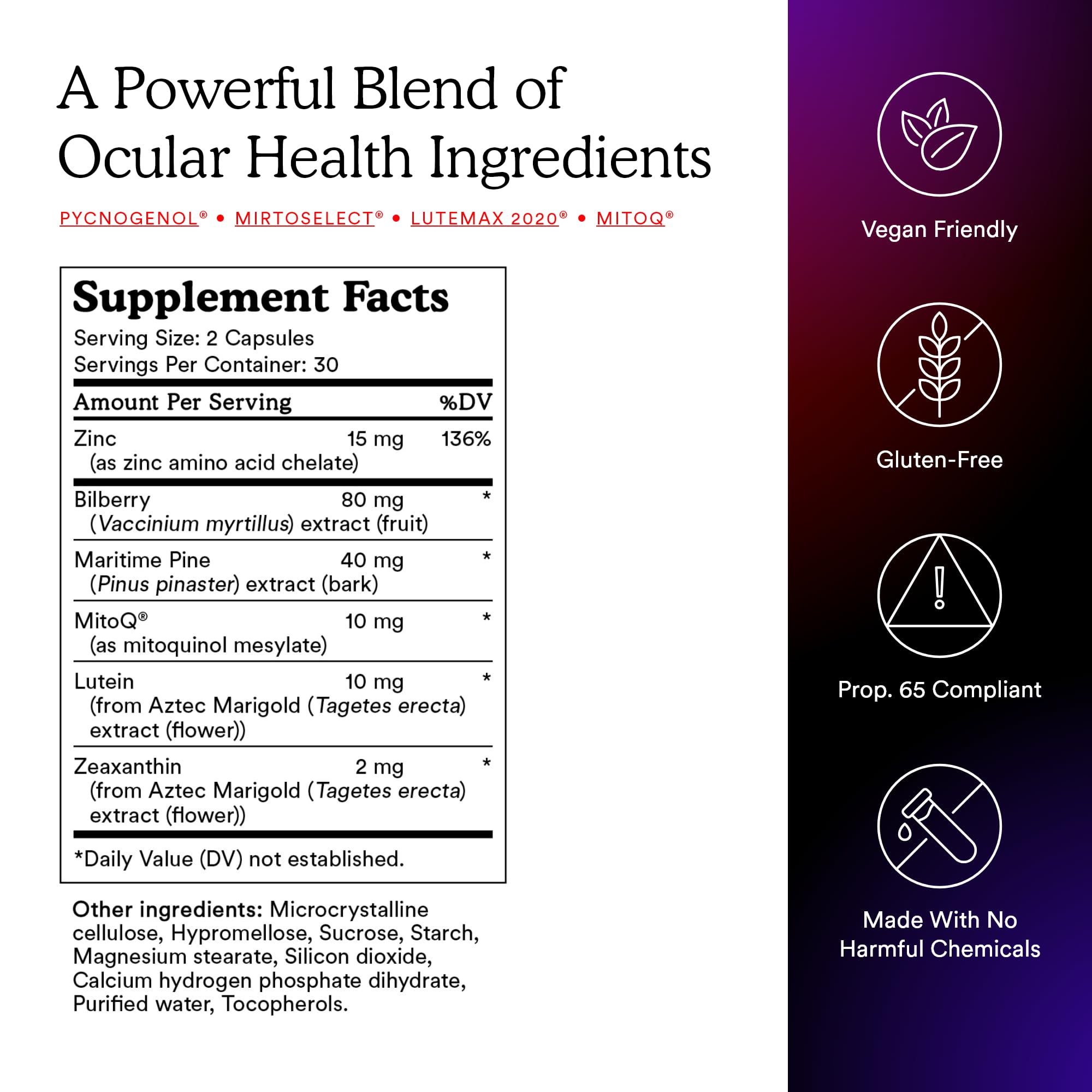MitoQ +Eye – Eye Health Supplement with Lutein & Zeaxanthin (5:1 Ratio), Bilberry, Maritime Pine Bark, Zinc, Mitoquinol | Supports Macular Health, Visual Clarity & Blue Light Defense MitoQ Au supplements