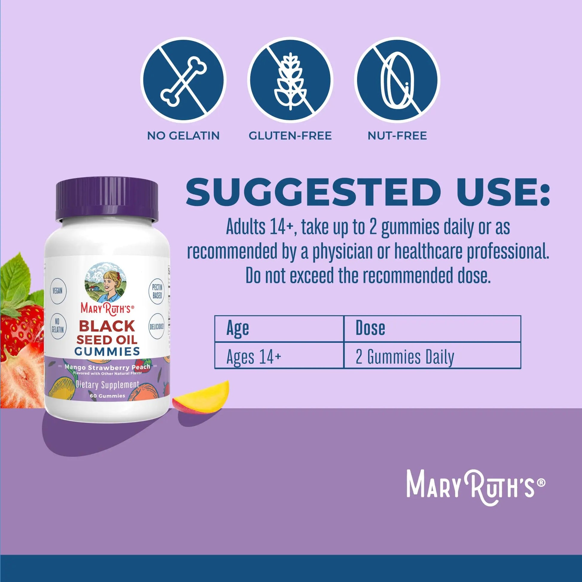 MaryRuth Organics Black Seed Oil Gummies | Black Cumin Seed Oil Supplement | Traditionally Used for Immune Support & Cardiovascular Health | Vegan | No Gelatin | Pectin Based | 60 Gummies MARYRUTH'S Au supplements