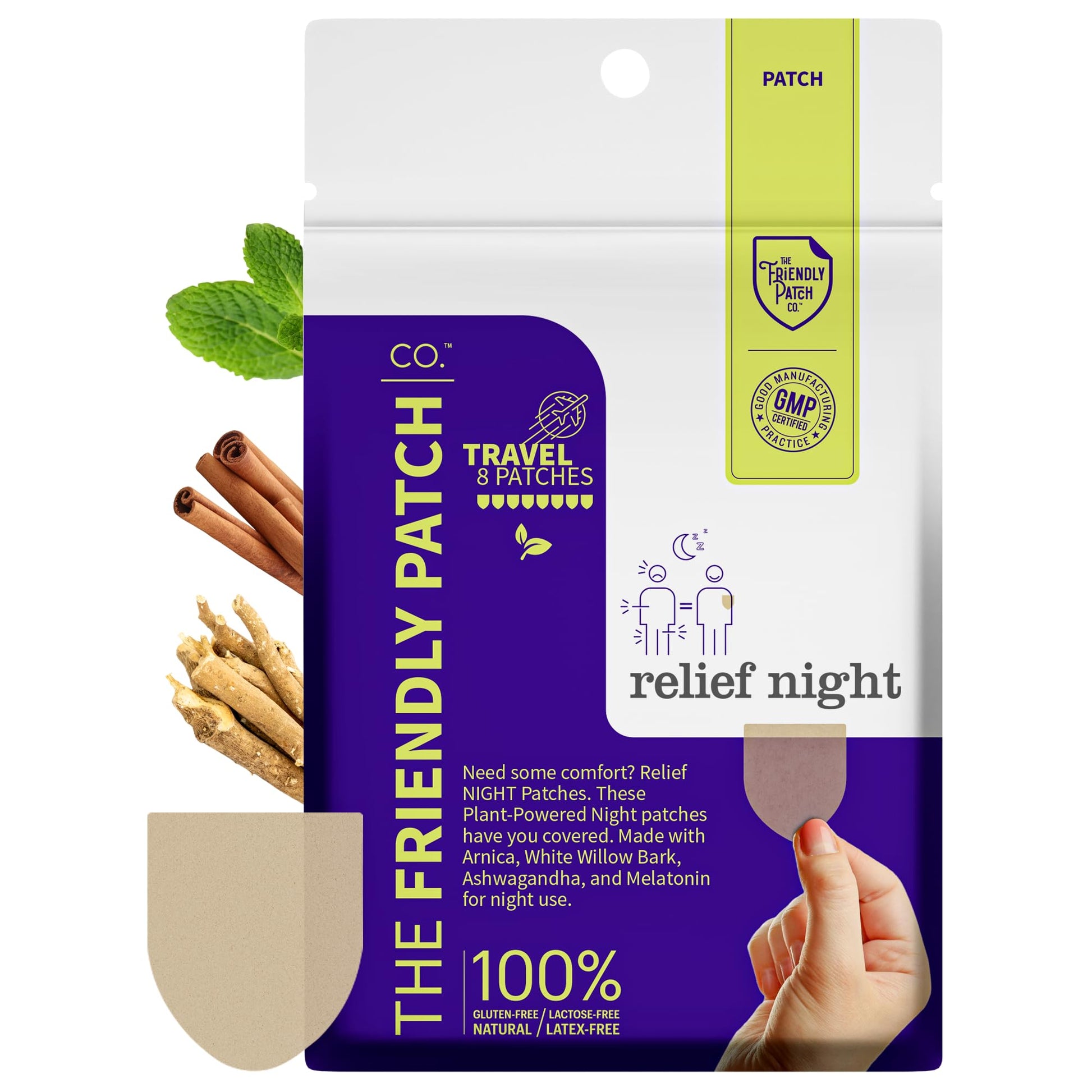 Relief Day & Night Patch Bundle - Arnica, White Willow Bark, Melatonin, Ashwagandha, Saffron & Peppermint for Soreness, Discomfort & Sleep Support for Women and Men - 16 Plant-Powered Patches The Friendly Patch CO. Au supplements