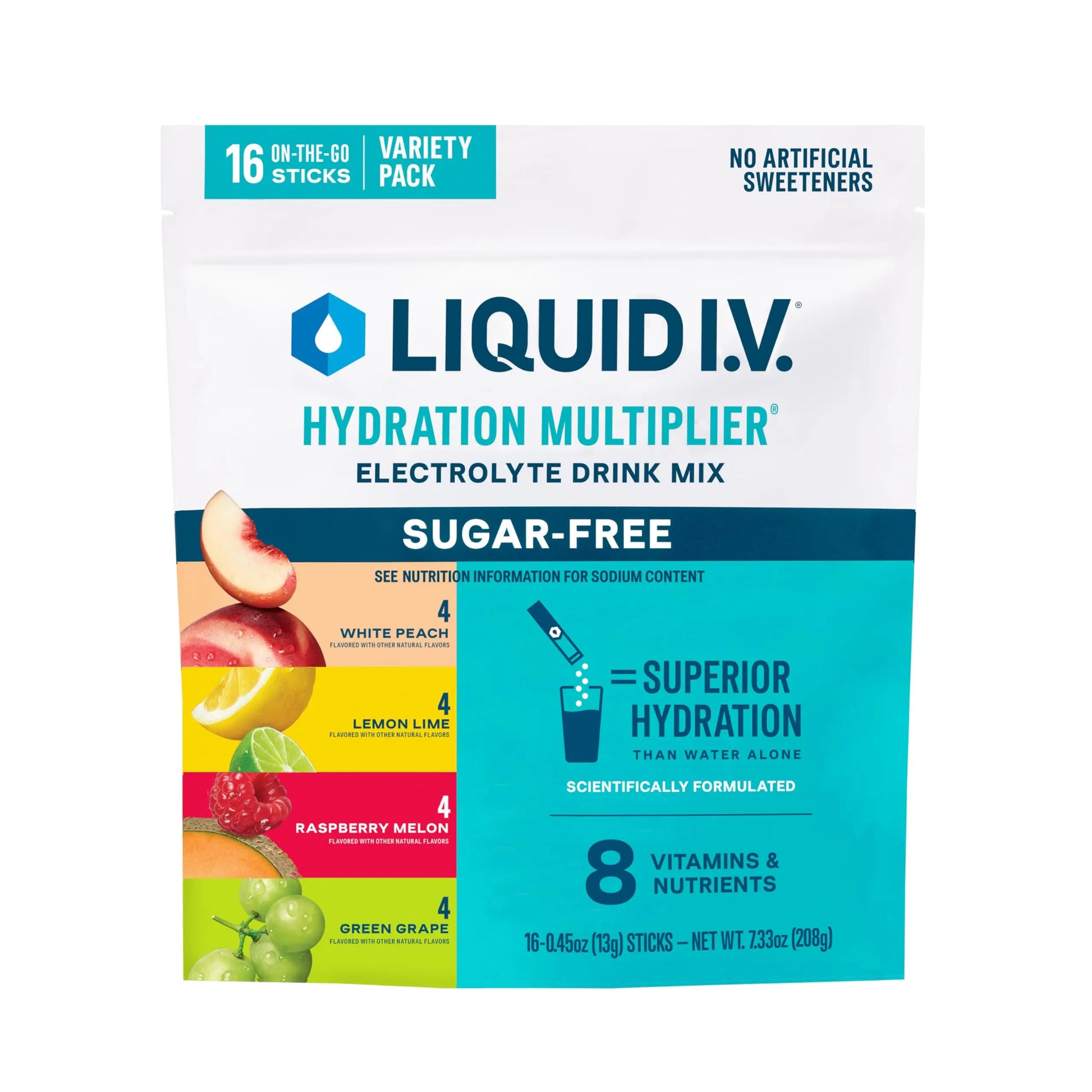 Liquid I.V.® Hydration Multiplier Sugar-Free Variety Pack - Raspberry Melon, Lemon Lime, White Peach, Green Grape (Variety Pack) Liquid I.V. Au supplements