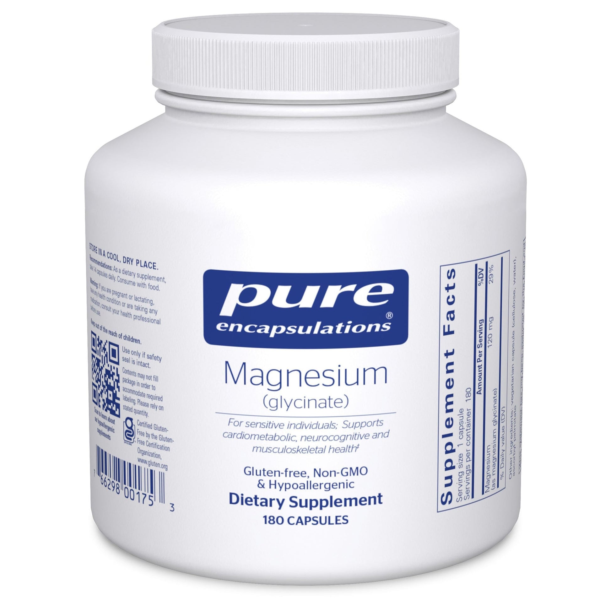 Pure Encapsulations Magnesium (Glycinate) - Supplement to Support Stress Relief, Sleep, Heart Health, Nerves, Muscles, and Metabolism* - with Magnesium Glycinate - 180 Capsules Pure Encapsulations Au supplements