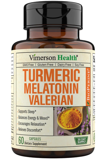 Turmeric, Melatonin & Valerian Root Sleep Aid Supplement. Natural Sleep Aid for Adults Vimerson Health Au supplements