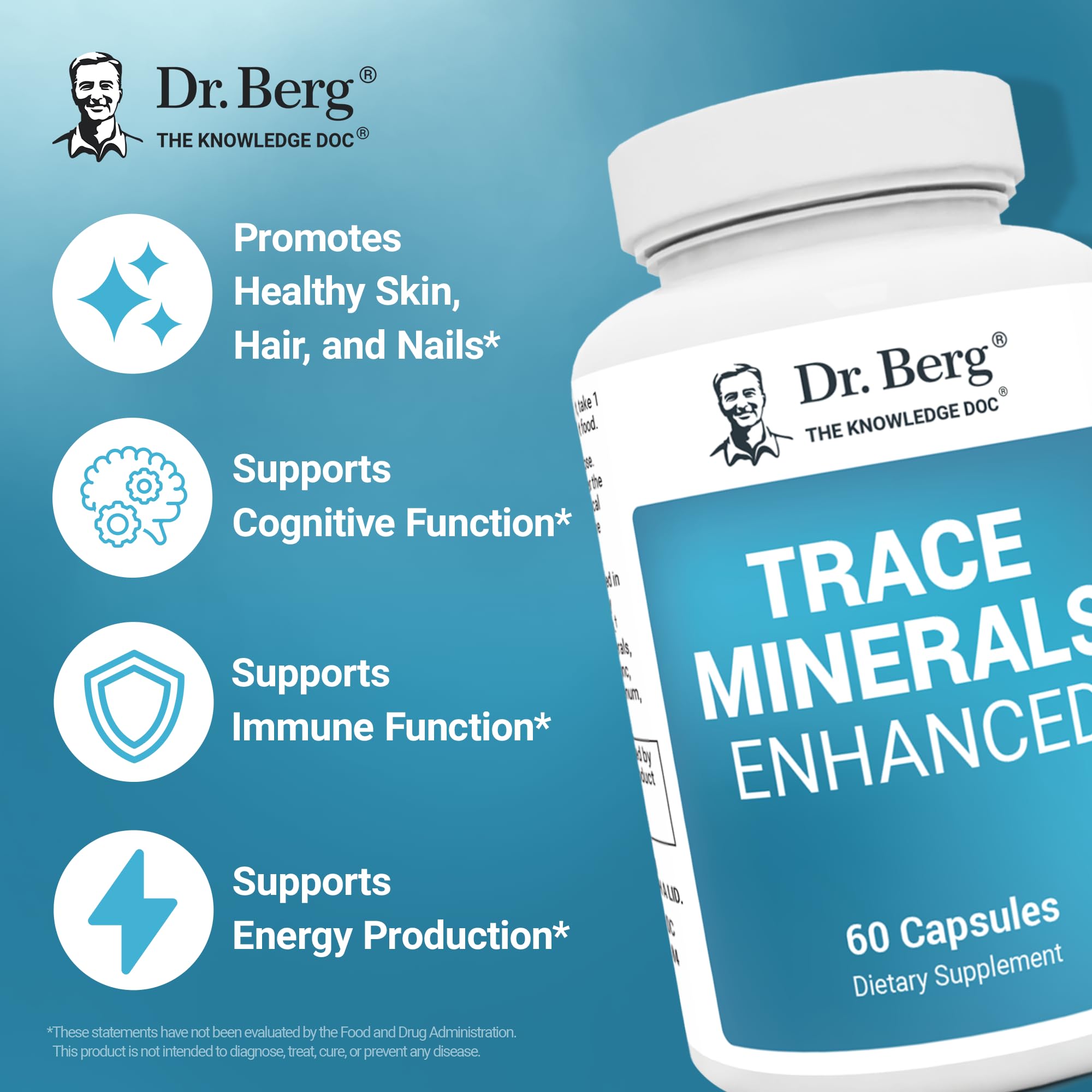 Dr. Berg Trace Minerals Enhanced Complex - Complete with 70+ Minerals Including 10 mg of Zinc - Dietary Supplement - 60 Capsules Dr. Berg Nutritionals Au supplements