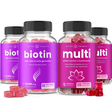 NutraChamps Biotin Gummies (2 Pack) and Womens Multivitamin Gummies (2 Pack) 4 Pack Bundle NutraChamps Au supplements