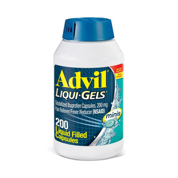 Advil Liqui-Gels minis Pain Reliever and Fever Reducer, Pain Medicine for Adults with Ibuprofen 200mg for Pain Relief - 200 Liquid Filled Capsules Advil Au supplements