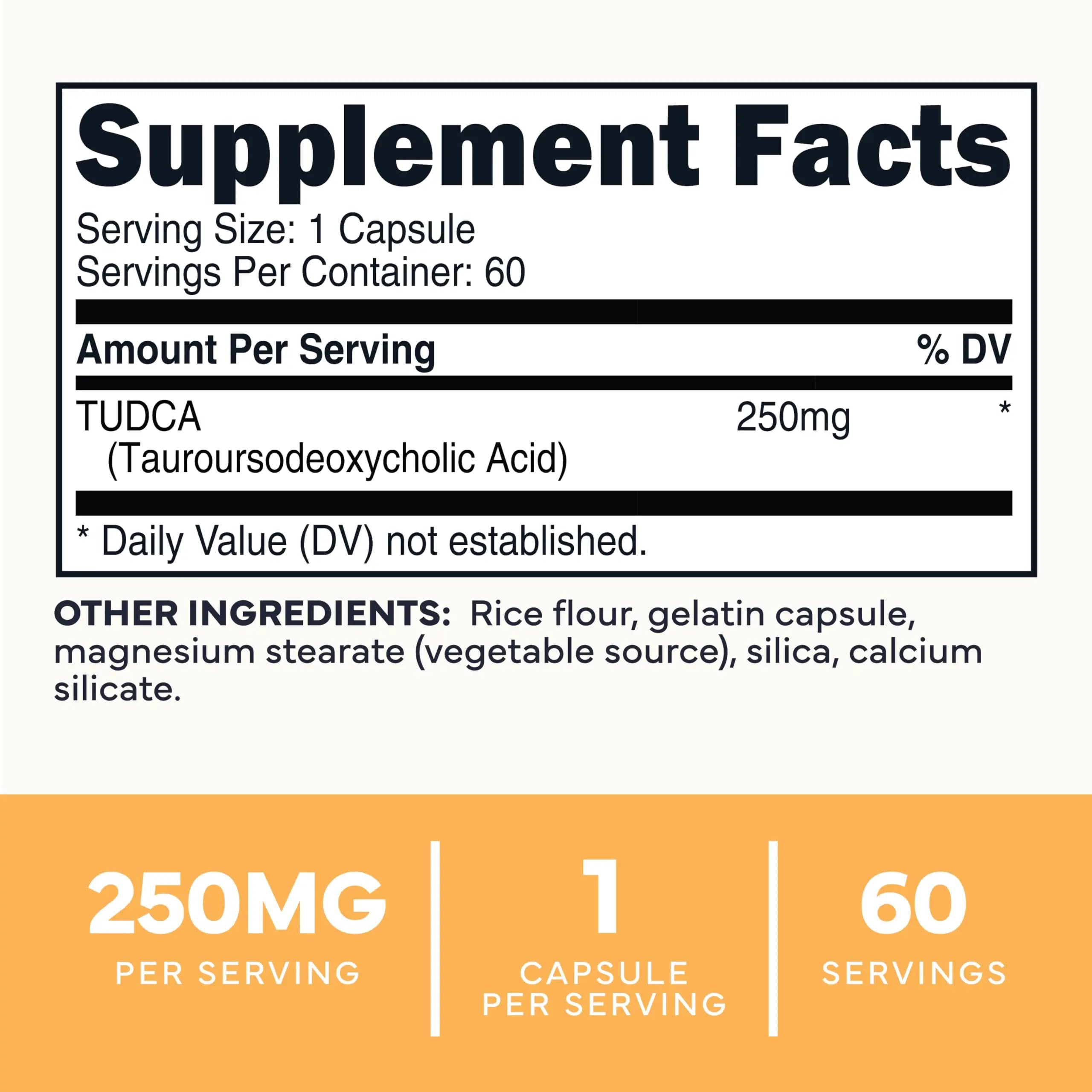 Type Zero Clean TUDCA Capsules 250mg - Pure Tauroursodeoxycholic Acid Supplement - Bile Salt Derivative - 60 Capsules, 60 Servings Type Zero Au supplements