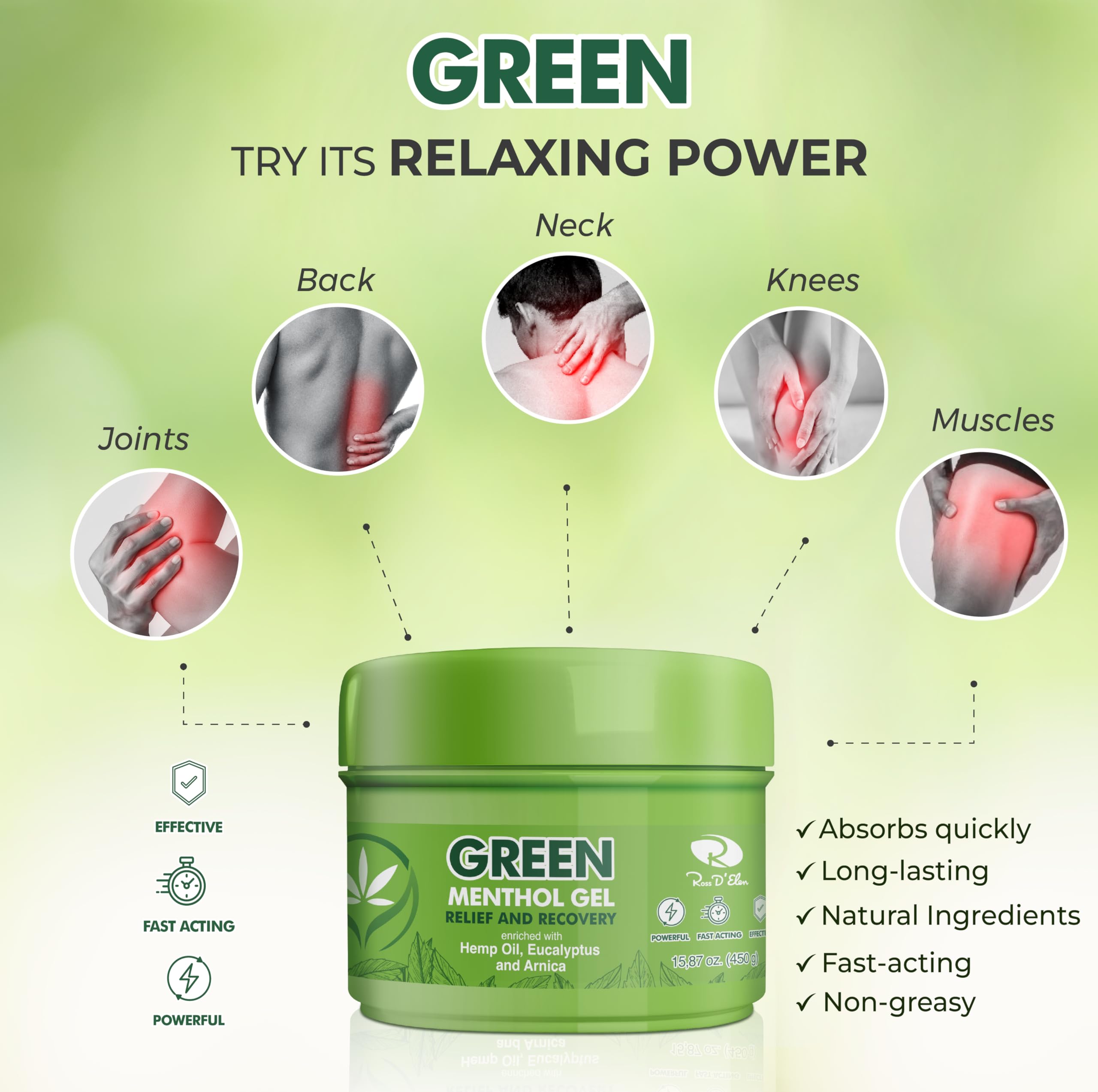 Ross D'Elen Green Menthol Gel - Large Size Single Pack ROSS D'ELEN Au supplements
