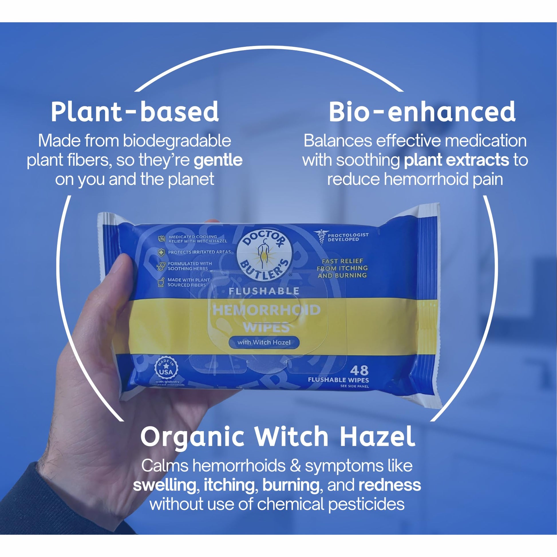 Doctor Butler's Flushable Hemorrhoid Wipes – Flushable Wipes with Witch Hazel to Soothe and Bring Relief from Discomfort Associated with Hemorrhoids (48 Wipes) Doctor Butler's Au supplements