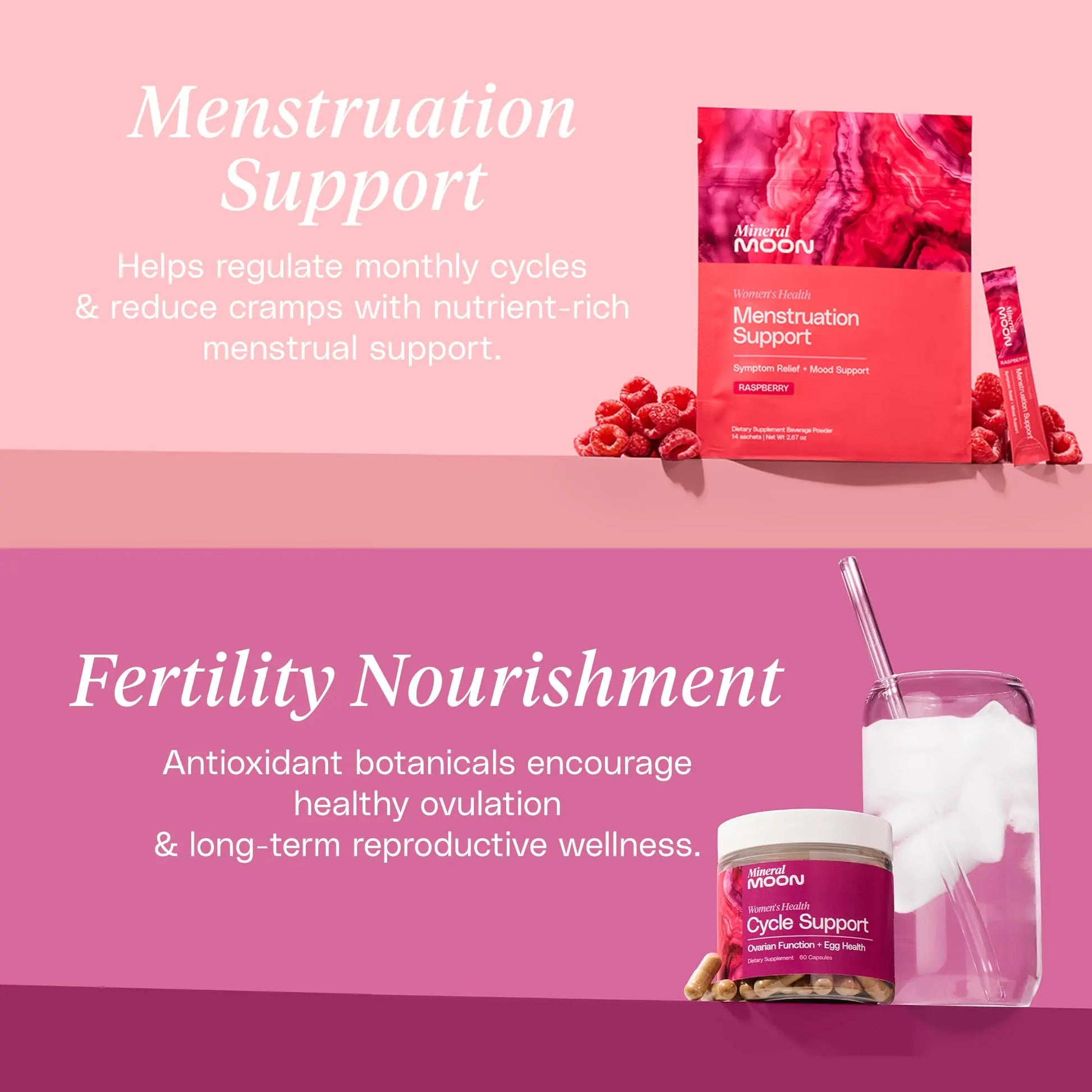 Mineral Moon Hormonal Support Bundle - Menstrual Supplement + Cycle Support - Aid Ovulation, Hormonal Balance & PMS Support - Reduce Period Cramps & Fatigue - Antioxidant Ovarian Support Vitamins Mineral Moon Au supplements