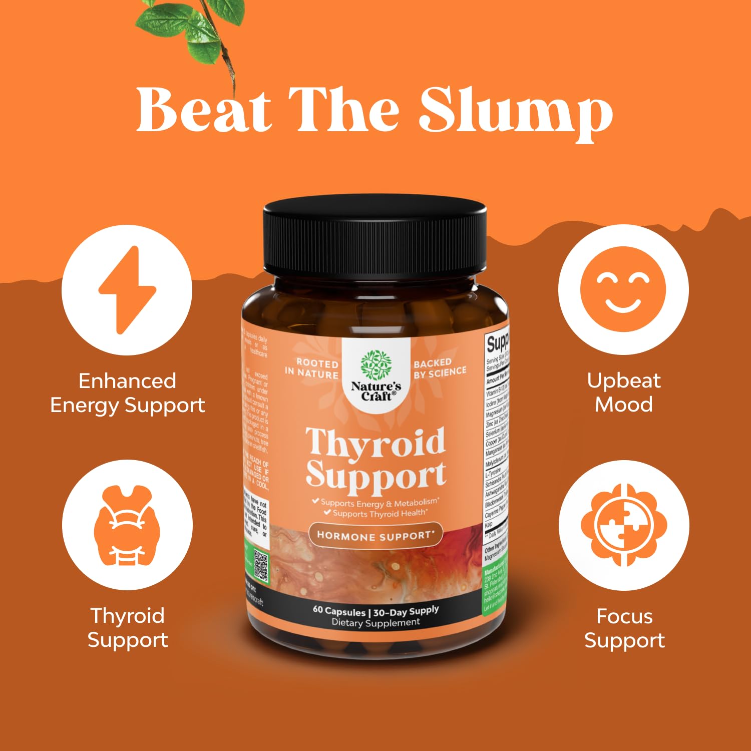 Herbal Thyroid Support Complex - Potent Kelp Iodine Supplement with L Tyrosine, Bladderwrack, Selenium & Pure Ashwagandha for Hormone Balance - Mood & Energy Dietary Pills - 60 Count Natures Craft Au supplements
