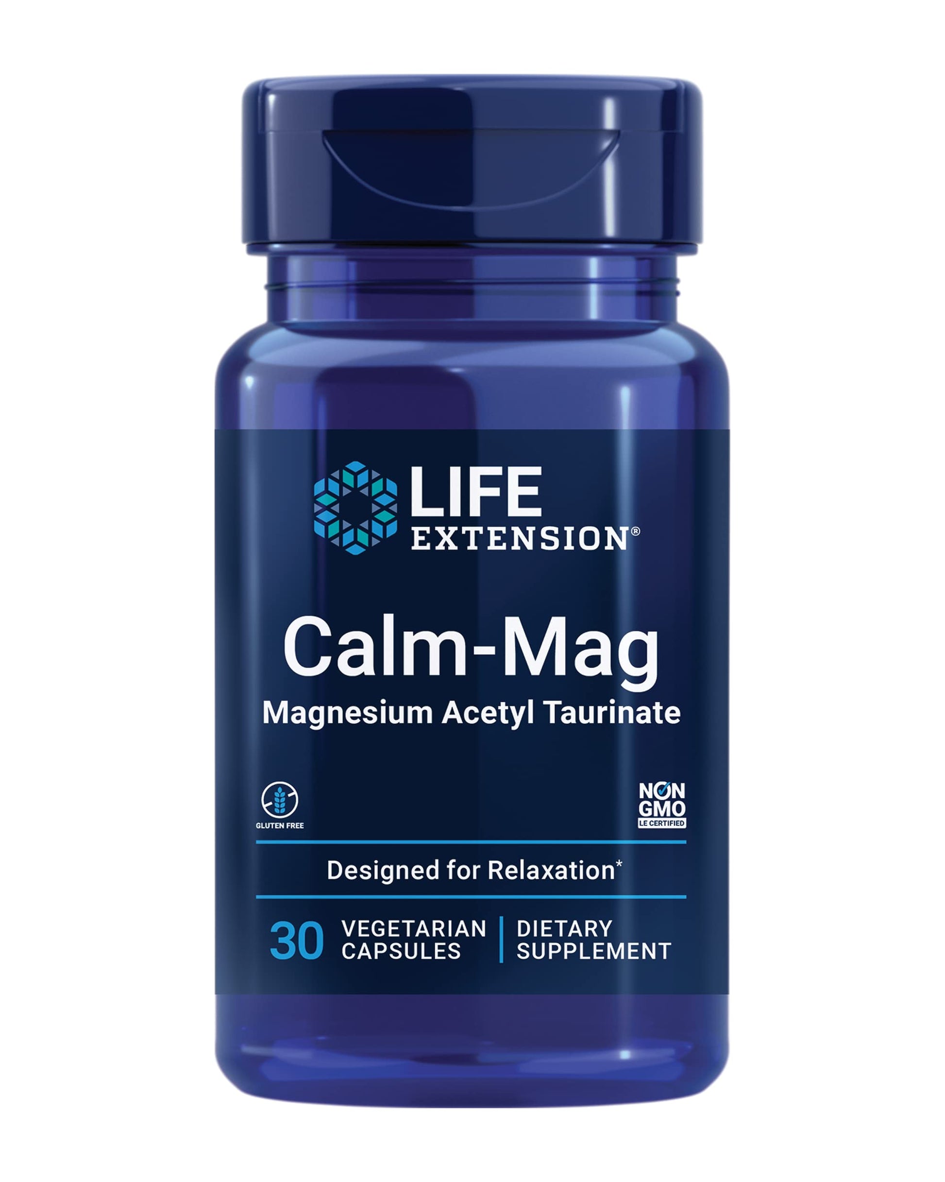 Life Extension Calm-Mag, Magnesium Acetyl taurinate, Daily Stress Management Formula, Supports Calmness and Relaxation, Gluten-Free, Non-GMO, Vegetarian, 30 Capsules Life Extension Au supplements