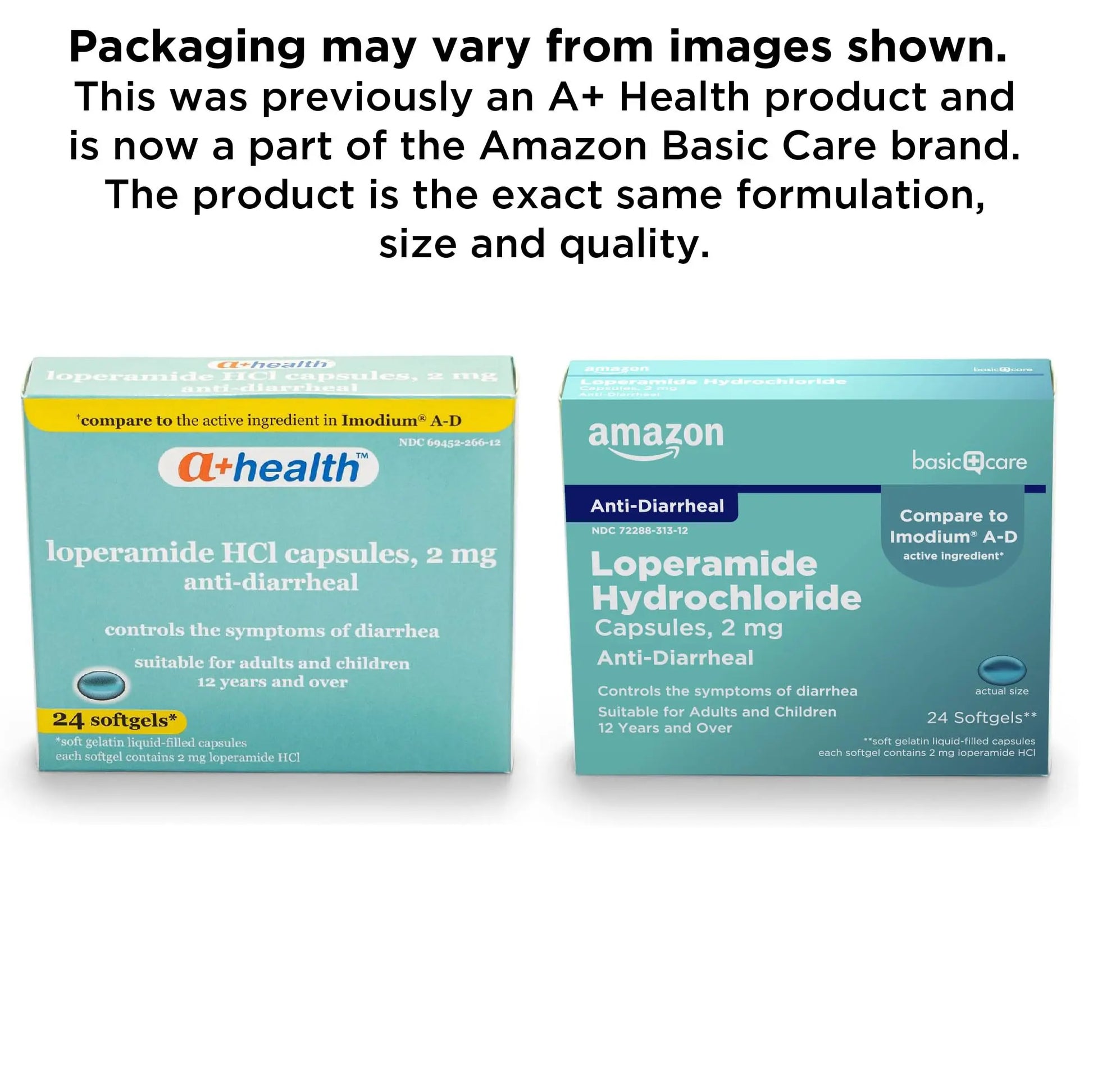 Amazon Basic Care Loperamide Hcl 2 Mg Softgels, Anti-Diarrheal, Easy to Swallow, Controls Symptoms of Traveler's Diarrhea, 24 Count Amazon Basic Care Au supplements