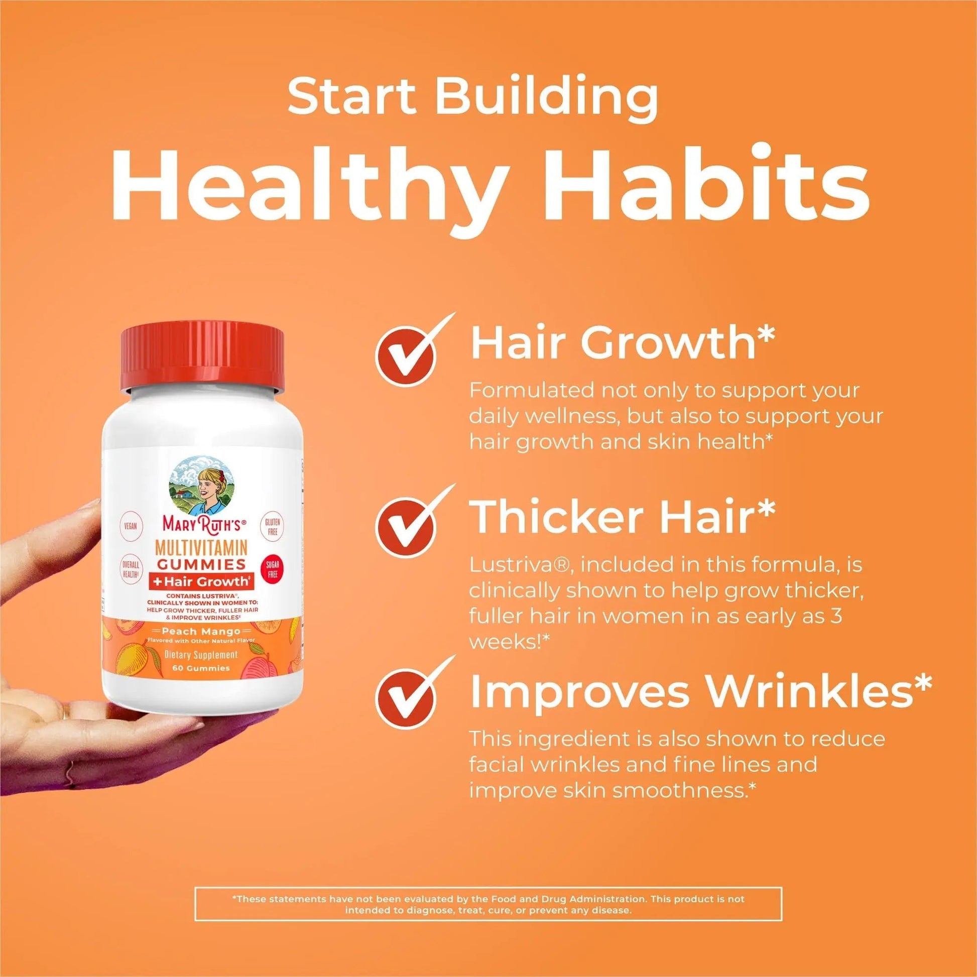 MaryRuth's Multivitamin + Hair Growth Gummies | with Lustriva® | Biotin 10000mcg | B Vitamins | Formulated for Thicker Hair MaryRuth Organics Au supplements