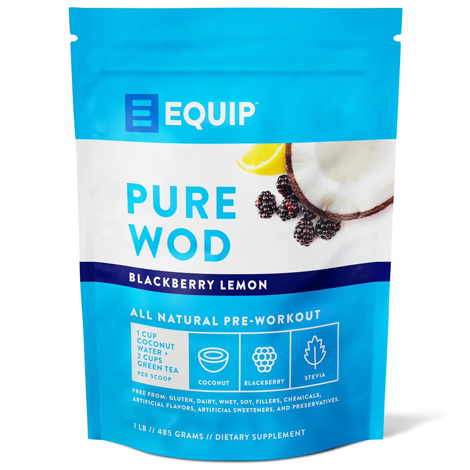 Equip Foods PureWOD All Natural Pre-Workout Powder - 200mg Green Tea Caffeine, BCAA Equip Au supplements