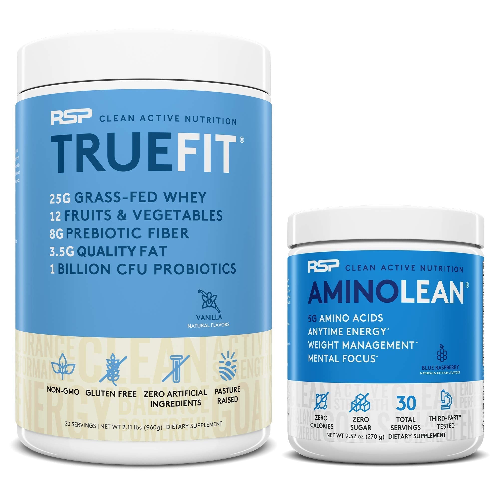 RSP NUTRITION AminoLean Pre Workout Energy (Blue Raspberry 30 Servings) with TrueFit RSP NUTRITION Au supplements