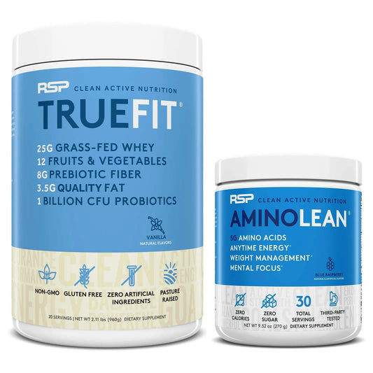 RSP NUTRITION AminoLean Pre Workout Energy (Blue Raspberry 30 Servings) with TrueFit RSP NUTRITIONAU supplements