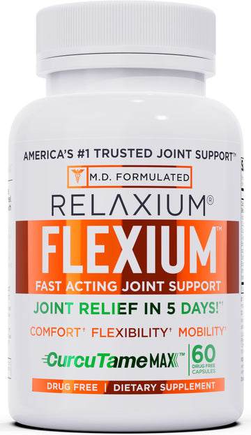 Relaxium Flexium Joint Support Supplement, Drug-Free, with CurcuTame Blend, Turmeric Supplement Formulated to Support Comfort and Mobility, 60 Capsules Relaxium Au supplements