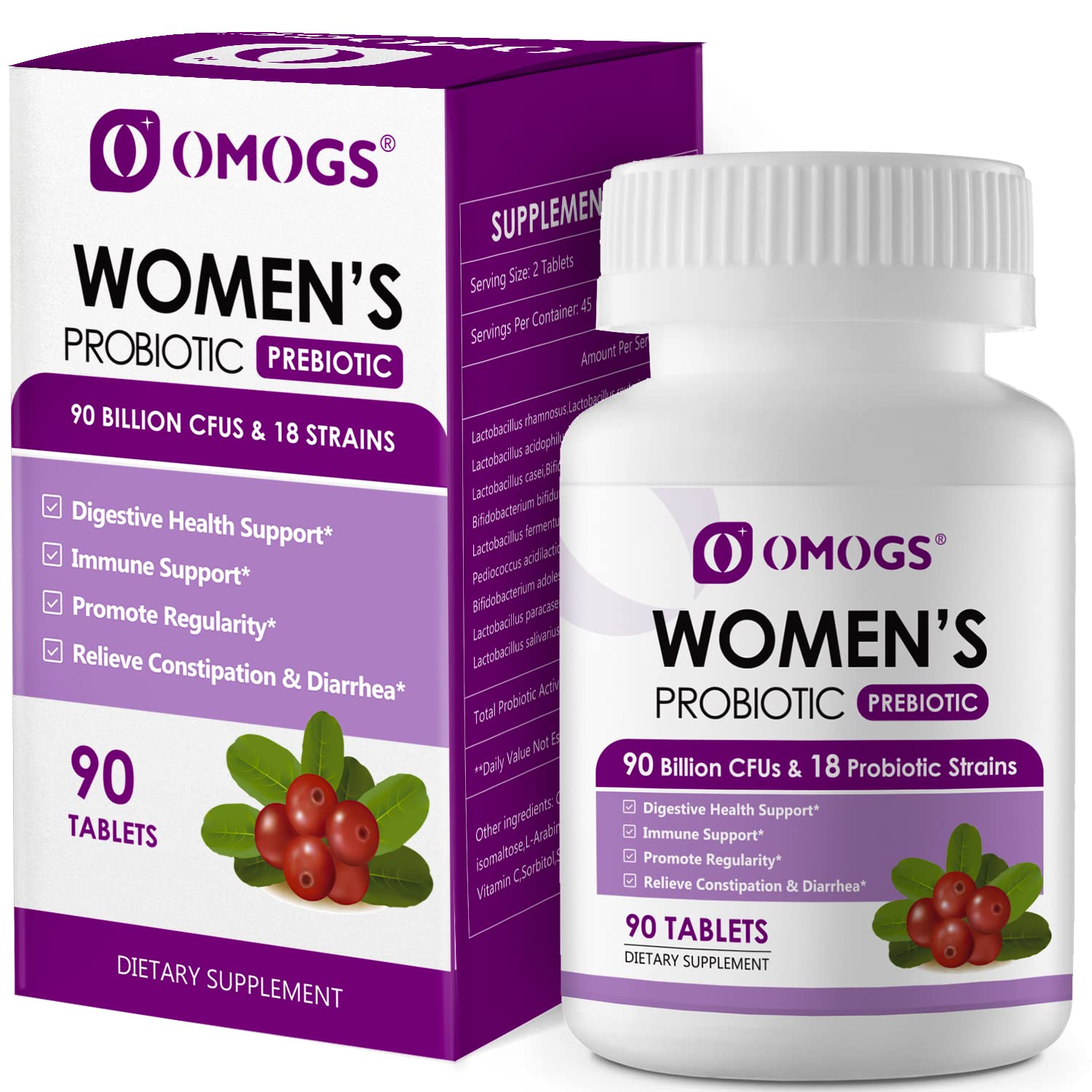 OMOGS Women's Probiotic,with Cranberry Extract and Organic Prebiotics,90 Billion CFUs OMOGS Au supplements