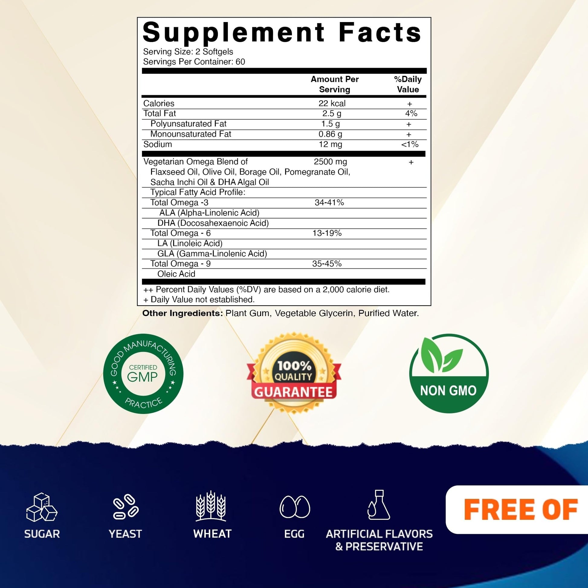 Vitamatic Vegan Omega 3-6-9 Complex 1250mg | Flaxseed, Olive, Borage & Algae Oils | Plant-Based Omegas | 120 Softgels Vitamatic Au supplements