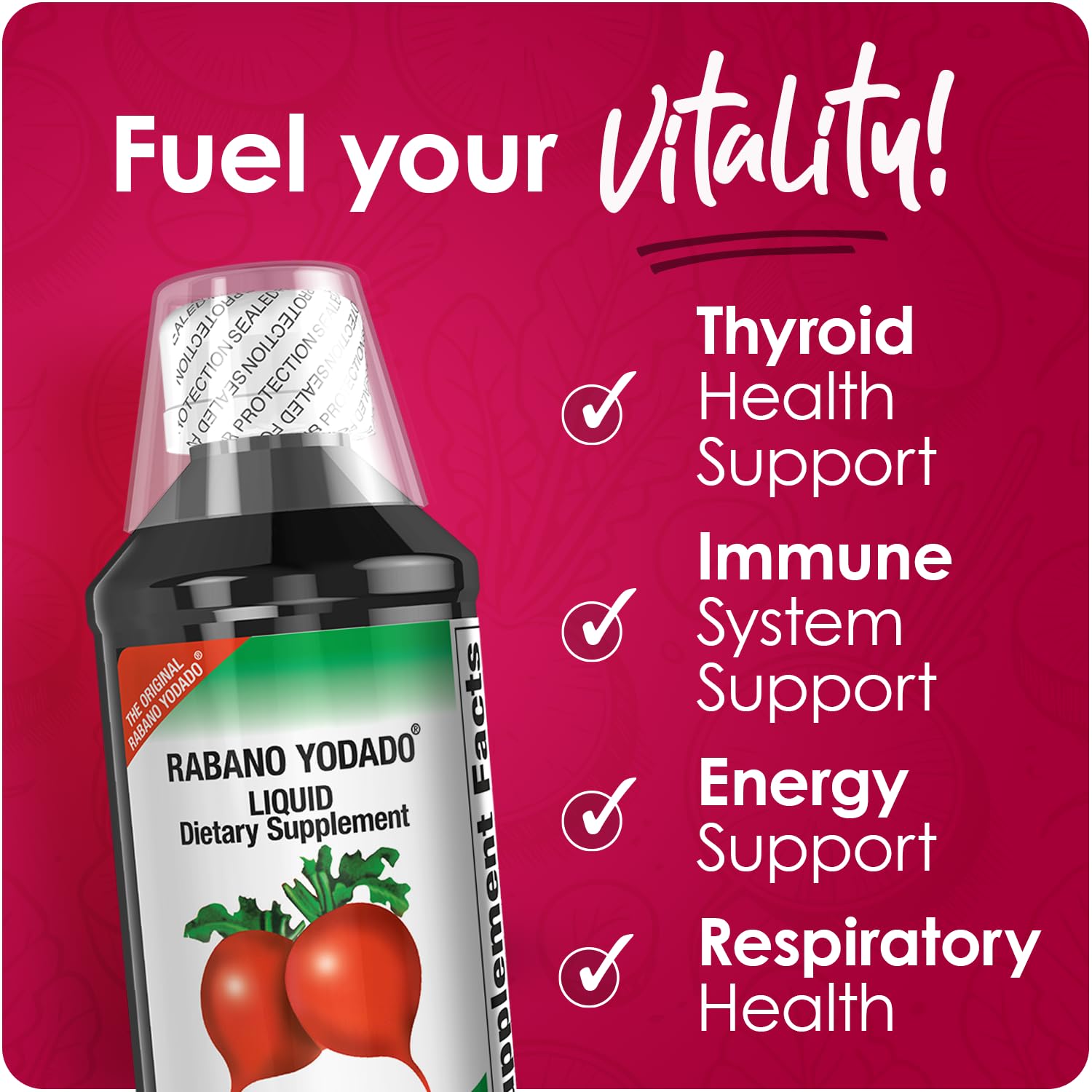 Rabano Yodado Ionized Radish Dietary Liquid Supplement with Iodine, Vitamin B1, B6 & B12, Wellness & Digestive Support, Helps Maintain Natural Energy & Nutrient Balance, 8 Fl Oz, Pack of 1 Rabano Yodado Au supplements
