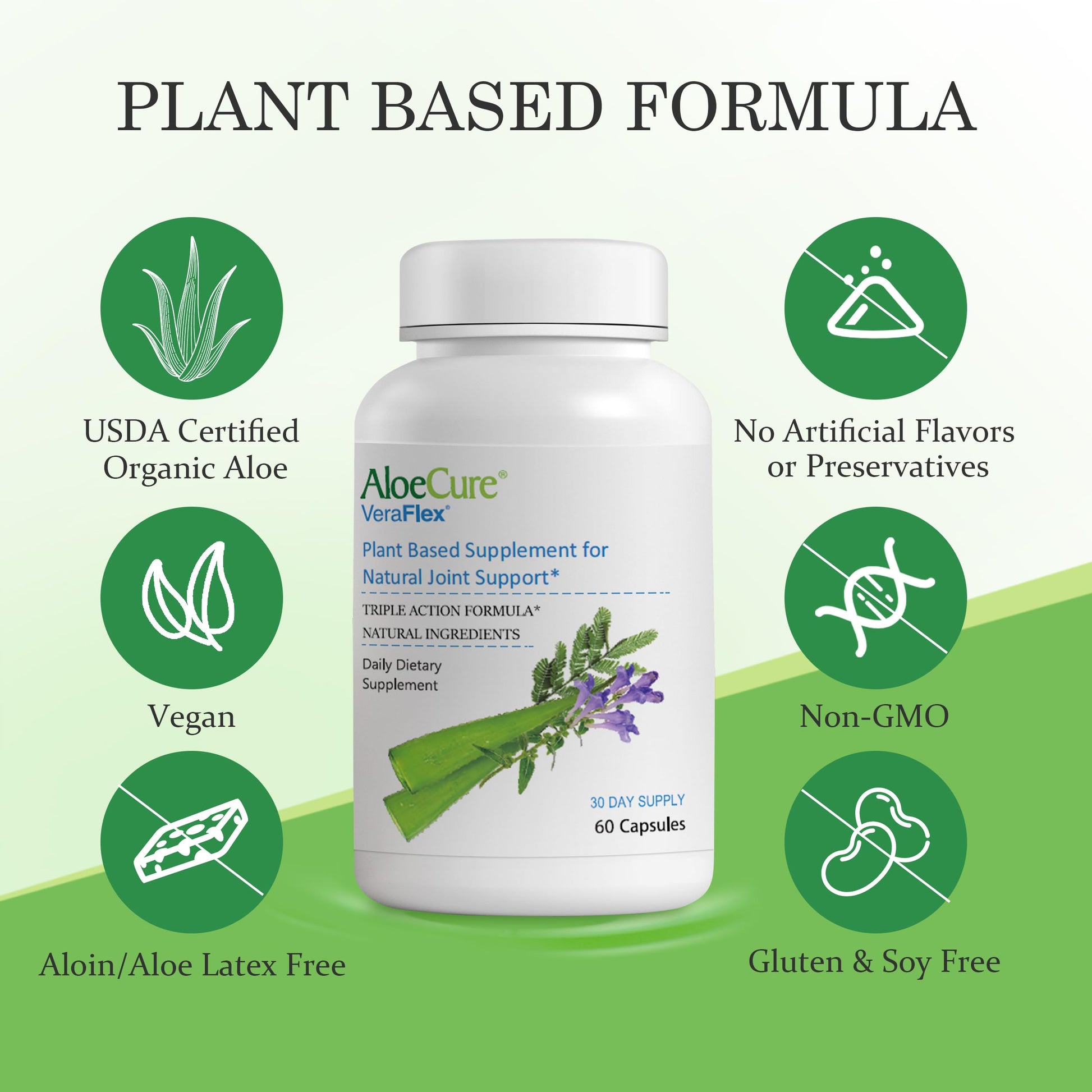 AloeCure VeraFlex Natural Joint Health, 60 Capsules, Clinically Tested Natural Plant-Based Formula to Support Comfort, Mobility and Flexibility - Featuring Organic Aloe Vera AloeCure Au supplements
