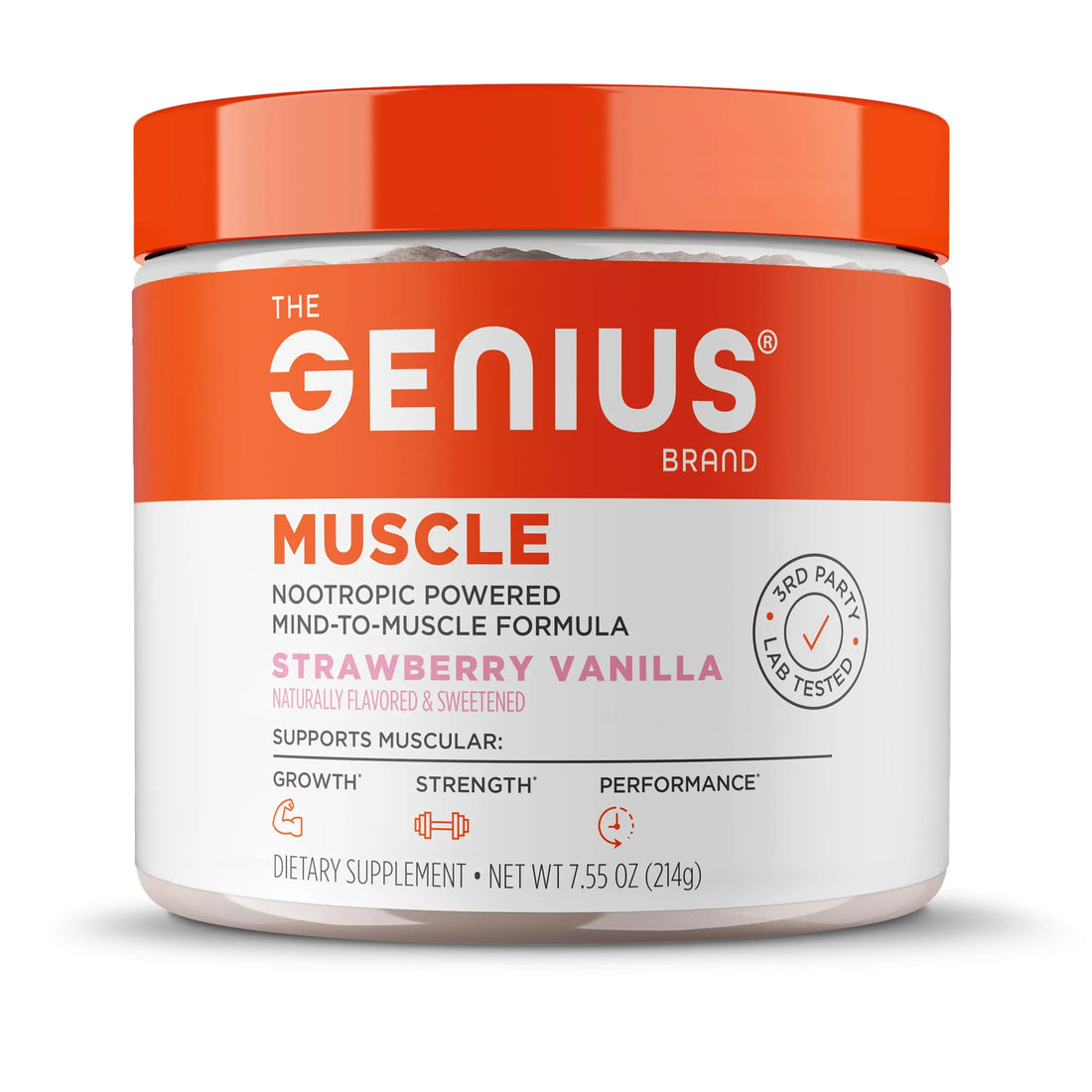 The Genius Brand Genius Muscle - Muscle Health Supplement for Growth, Endurance & Recovery - Non-Hormonal Formula - 6 Organic Mushrooms - Naturally-Sweetened - 30 Servings - Strawberry Vanilla The Genius Brand Au supplements