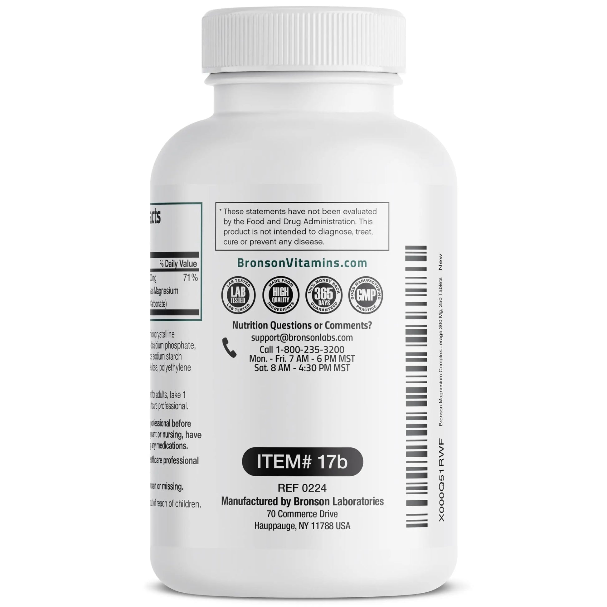 Bronson Triple Magnesium Complex Maximum Coverage 300mg - Non-GMO Formula, 250 Tablets Bronson Au supplements