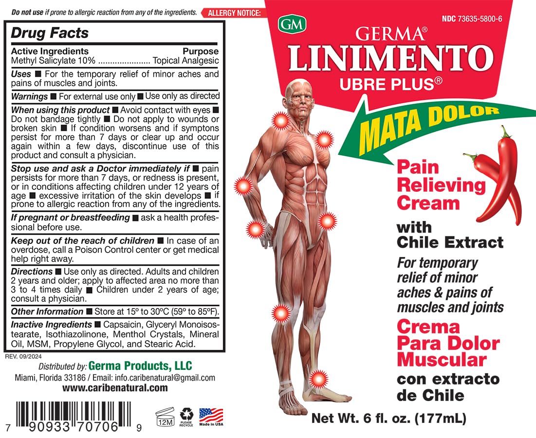 Germa Liniment Udder Plus. Natural Topical Analgesic Ointment. Relief for Pain and Aches in Joints and Back. With Chile Extract. 6 oz. Pack of 3 Germa Au supplements