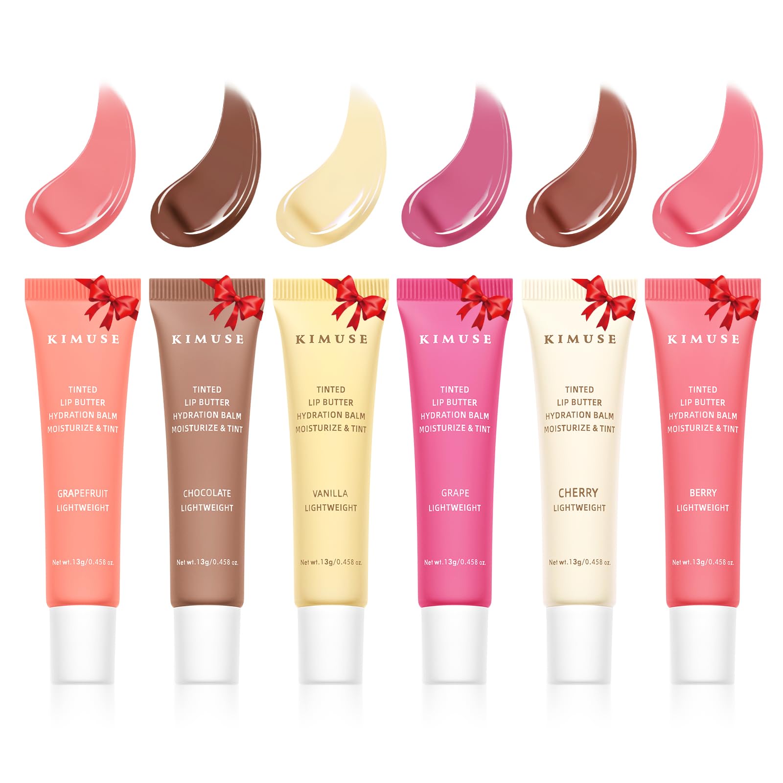 KIMUSE 6 Pcs Tinted Lip Butter Hydration Balm Set, 6 Flavored Shades Hydrating Plumping Gloss with Hyaluronic Acid & Vitamin E, Sheer Tint, Non-Sticky | Vegan Lip Care Makeup for Dry Lips & Daily KIMUSE Au supplements
