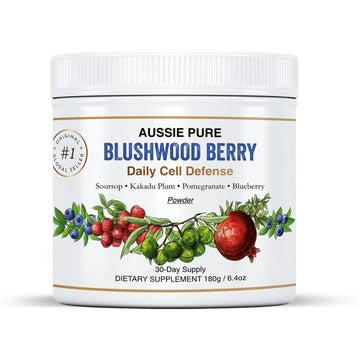 Aussie Pure Blushwood Berry Superfruit Daily Cell Defense - Soursop - Kakadu Plum - Pomegranate - Blueberry - Immune and Cell Support Powder - All Ages - Lab Tested and Authenticated - 180g/6.4oz Aussie Pure Au supplements