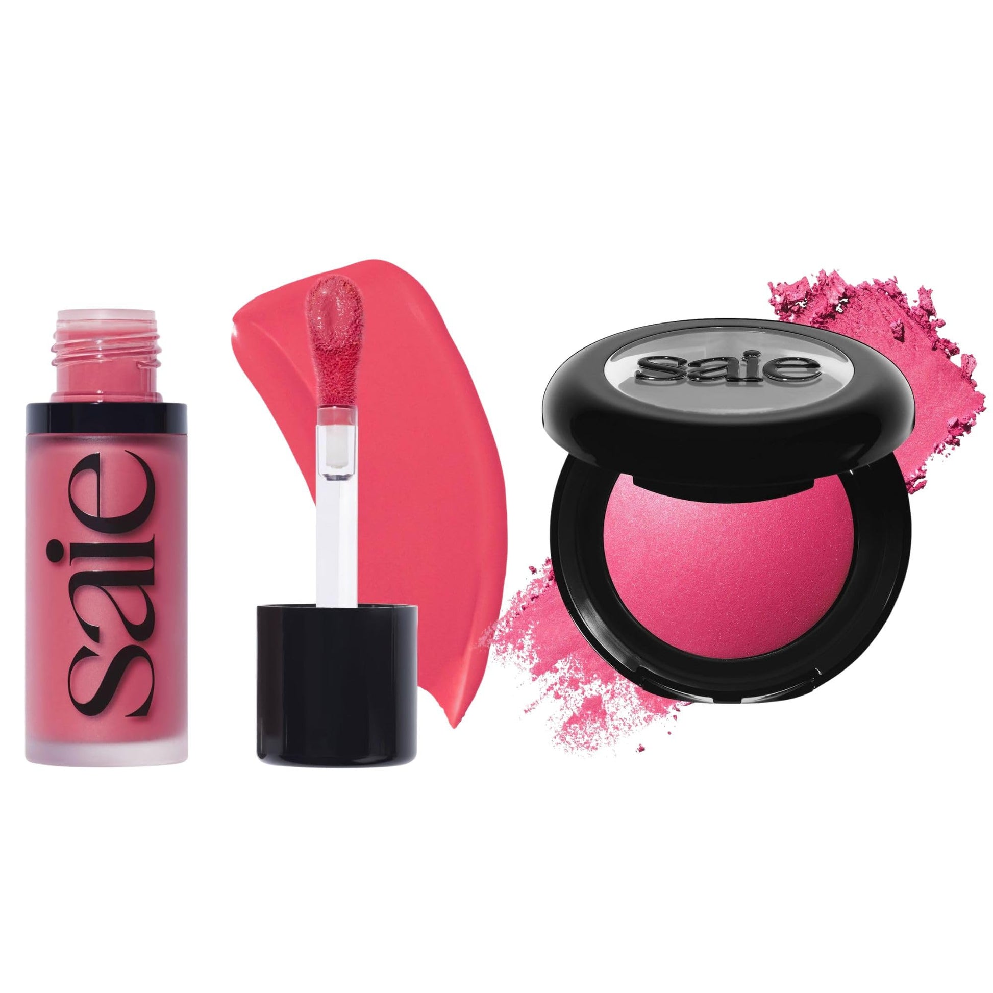 Saie Cheek Flush Duo - Dew Liquid Blush (.40 oz, Flirty), SuperSuede Baked Powder Blush (.01 oz, Amore) - Layerable, Skin-Nourishing Blushes for a Seamless Radiant Finish Saie Au supplements