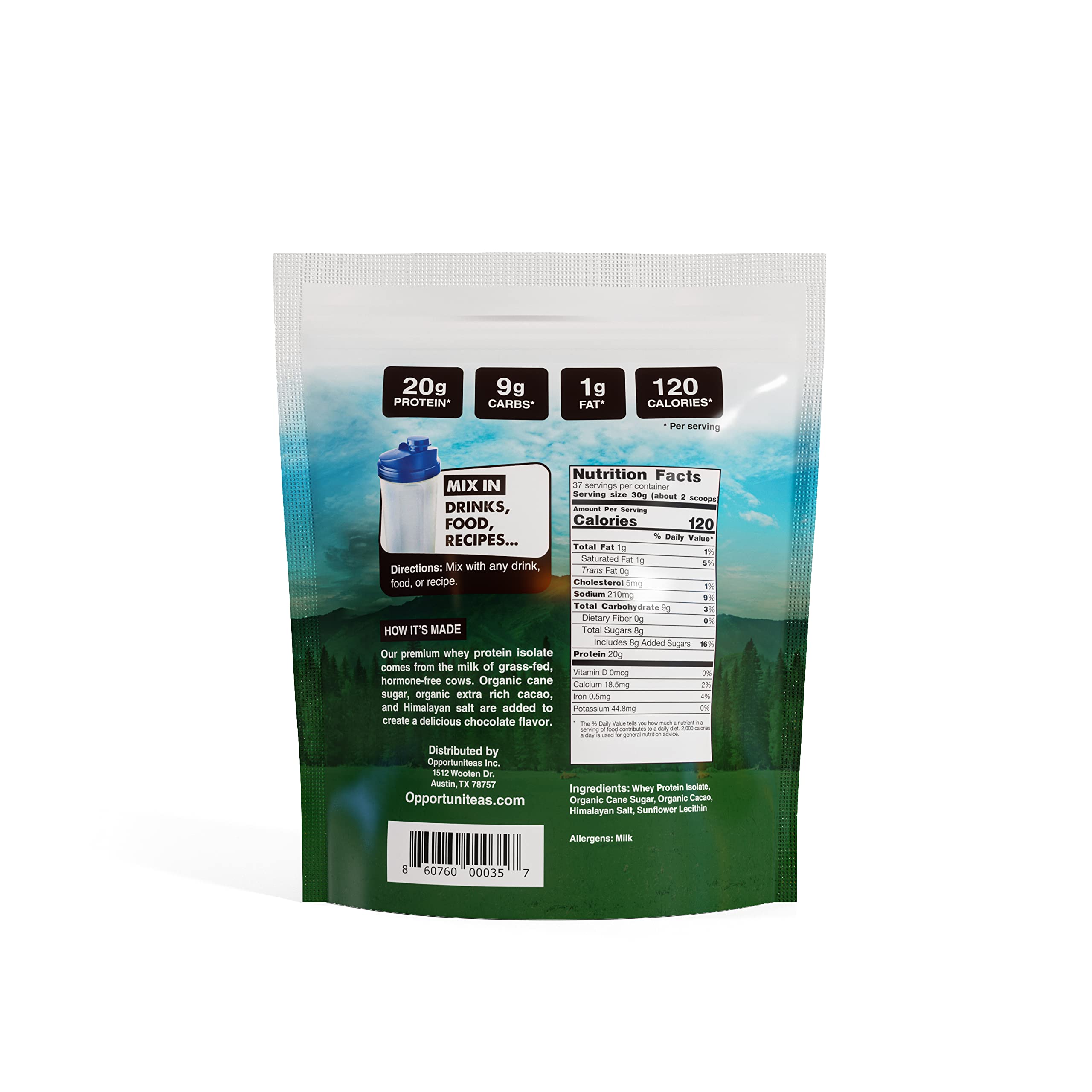 Opportuniteas Chocolate Whey Protein Powder - Grass Fed Whey Isolate + Organic Cacao Opportuniteas Au supplements