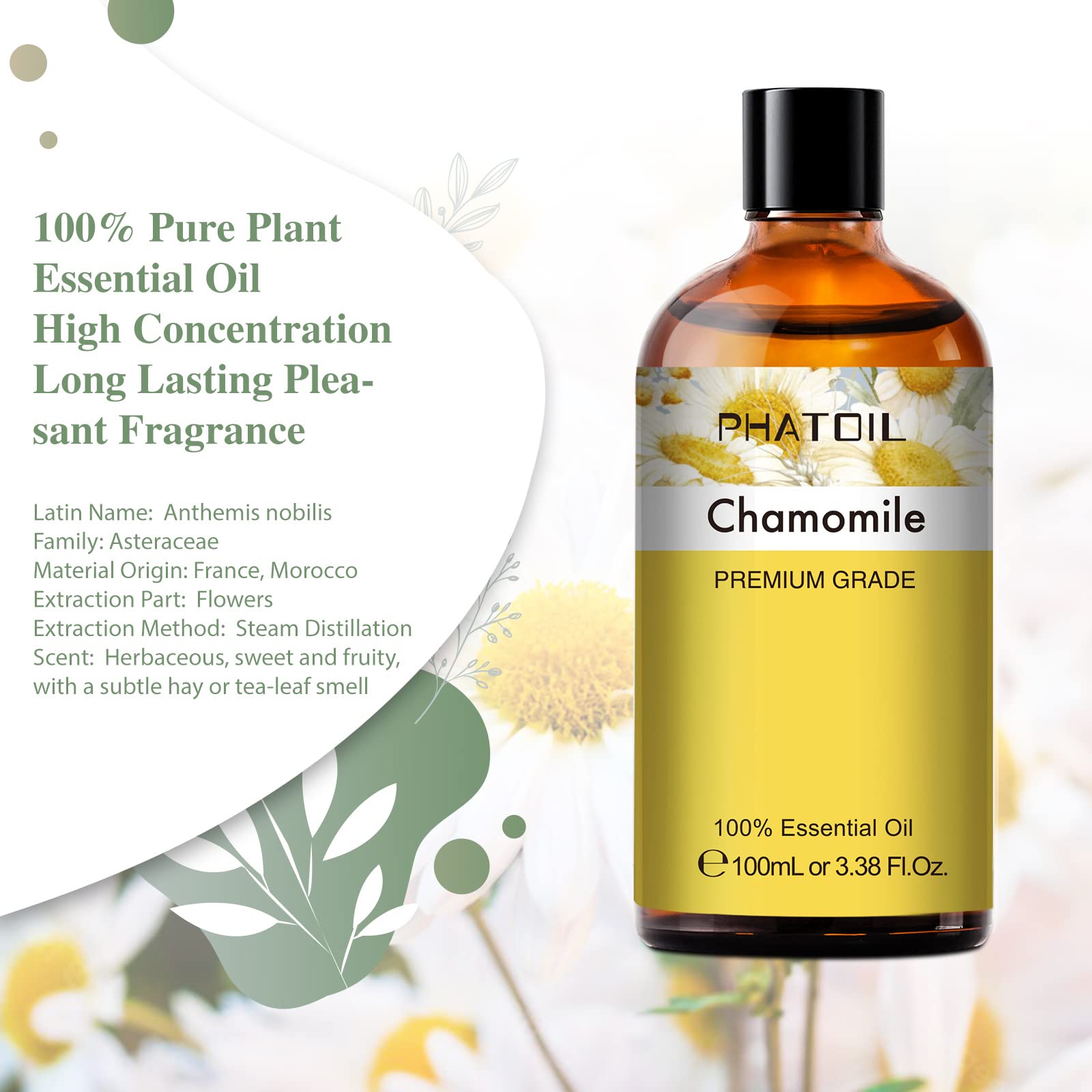 PHATOIL 100ML Chamomile Essential Oil - 3.38FL.OZ Essential Oils for Diffusers for Home PHATOIL Au supplements