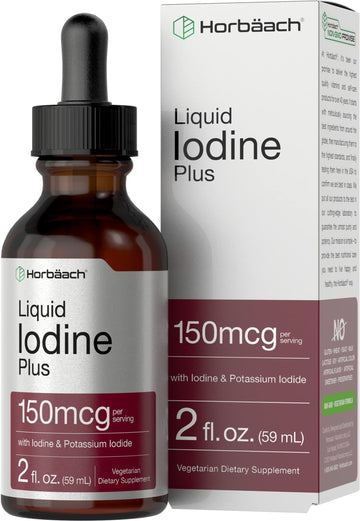 Liquid Iodine Solution Drops | 2 fl oz | 150 mcg | Iodine & Potassium Iodide Supplement Horbäach Au supplements
