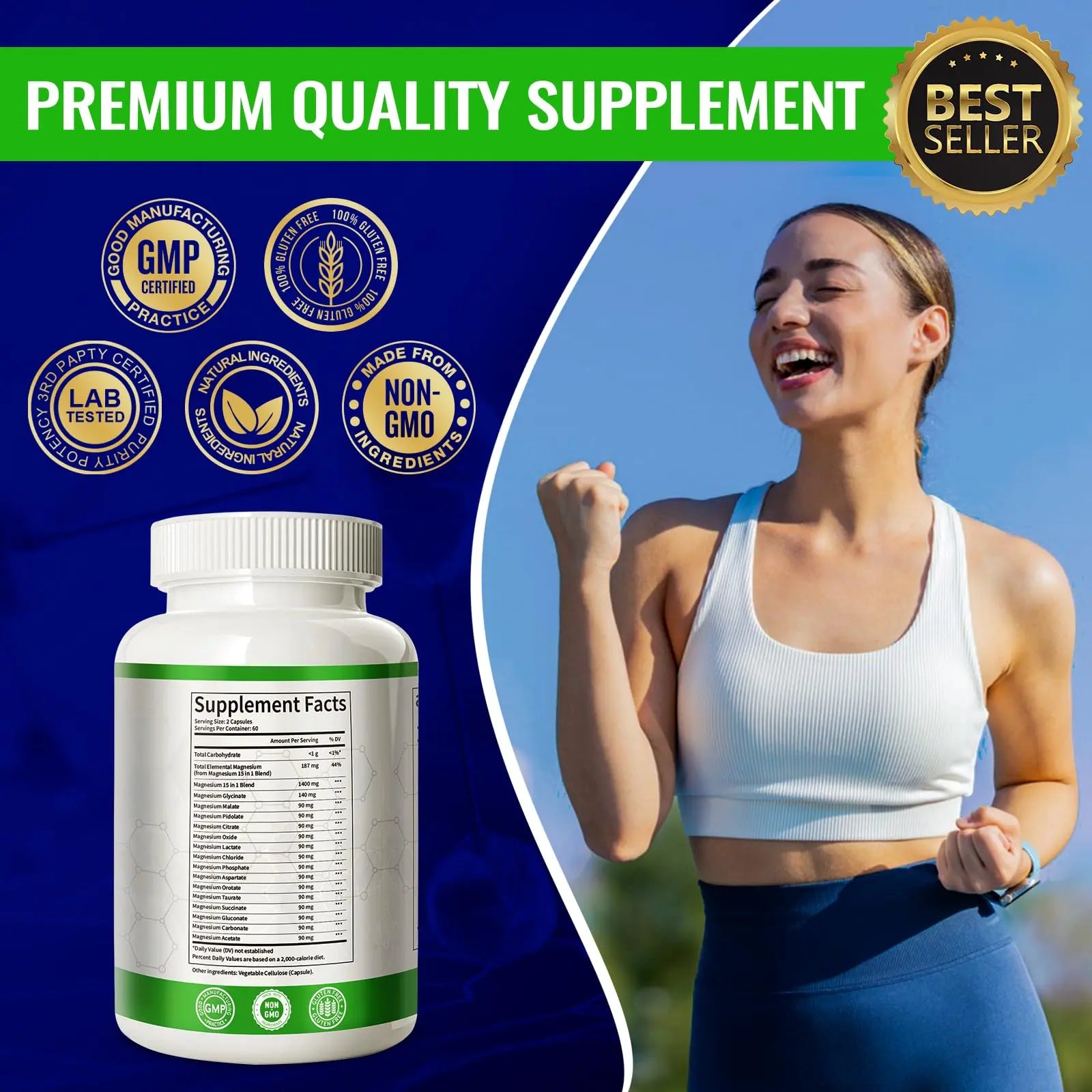 Magnesium Complex with 15 Types Magnesium Glycinate Citrate Malate Taurate Oxide Carbonate Chloride Orotate Magnesio Muscle, Heart, Relaxation & Nerves 120 Vegan Capsules, 60-Day Supply Ashenutri Au supplements