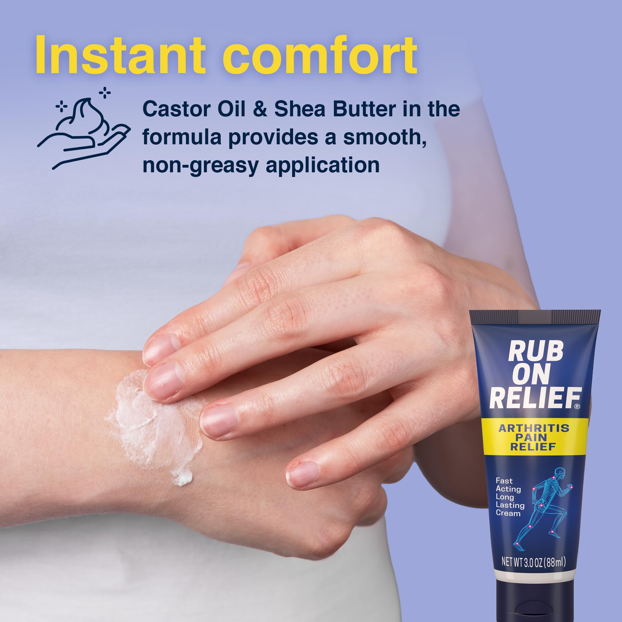 RUB ON RELIEF Arthritis Pain Relief Cream – 10-in-1 Non-Greasy Joints Pain Cream for Knees, Back, Neck, Hands, & Muscle Aches with Menthol, Camphor, Arnica, MSM & Turmeric Up to 8 Hours, 3oz (1 Pack) RUB ON RELIEF Au supplements