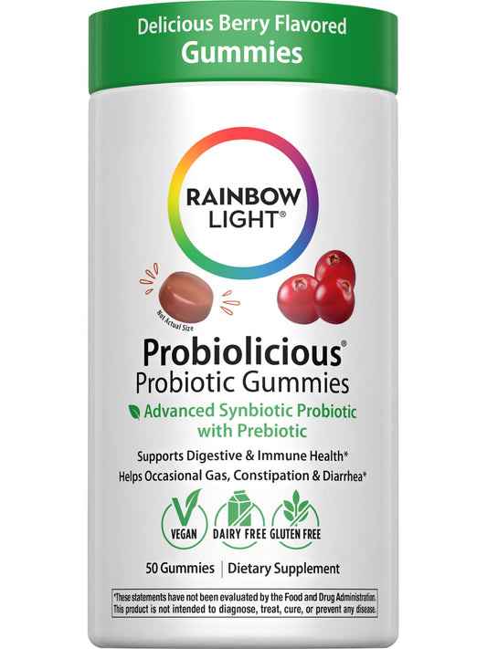 Rainbow Light Probiotic Gummies | 50 Count | Advanced Synbiotic with Prebiotic | for Men, Women & Children | Supports Digestive & Immune Health Rainbow LightUS supplements