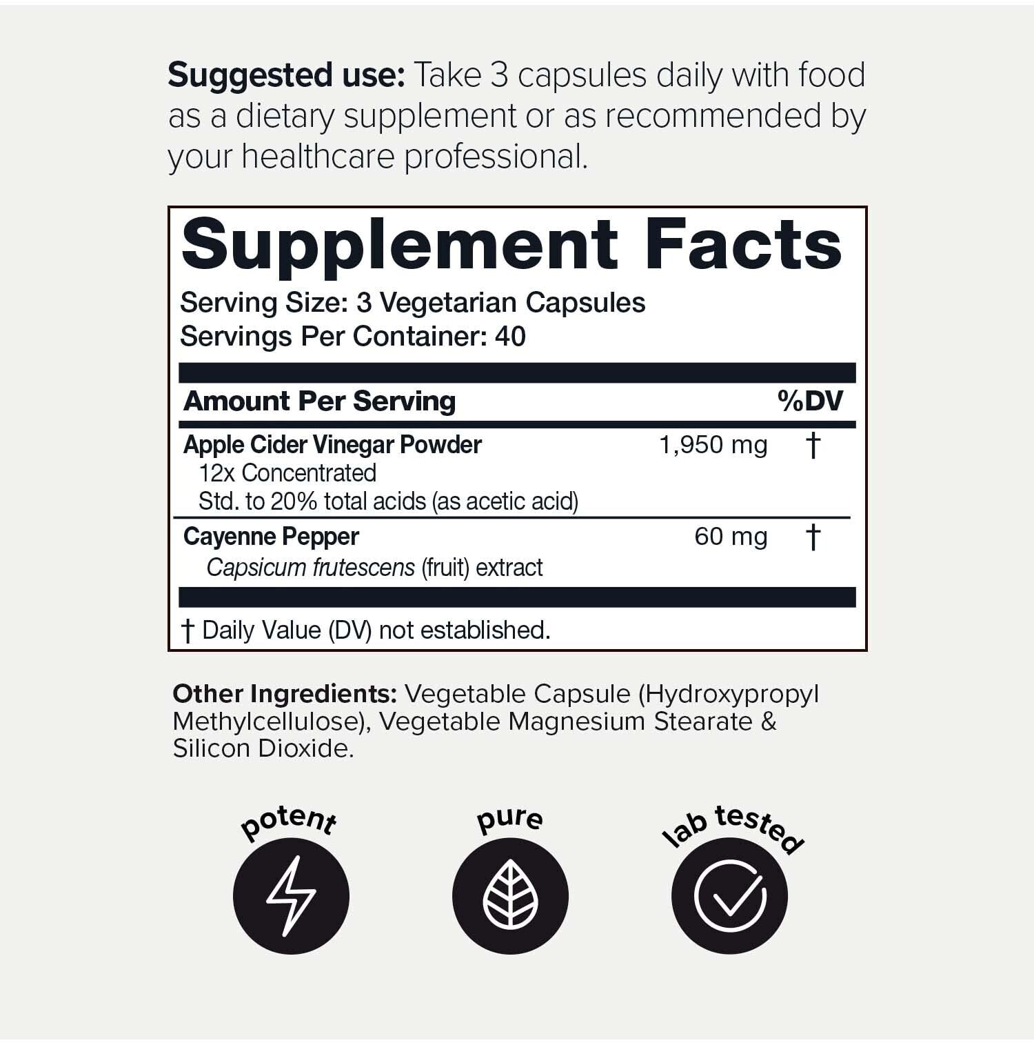 Toniiq 20% Acetic Acid Ultra High Strength Non-GMO Apple Cider Vinegar Capsules Toniiq Au supplements