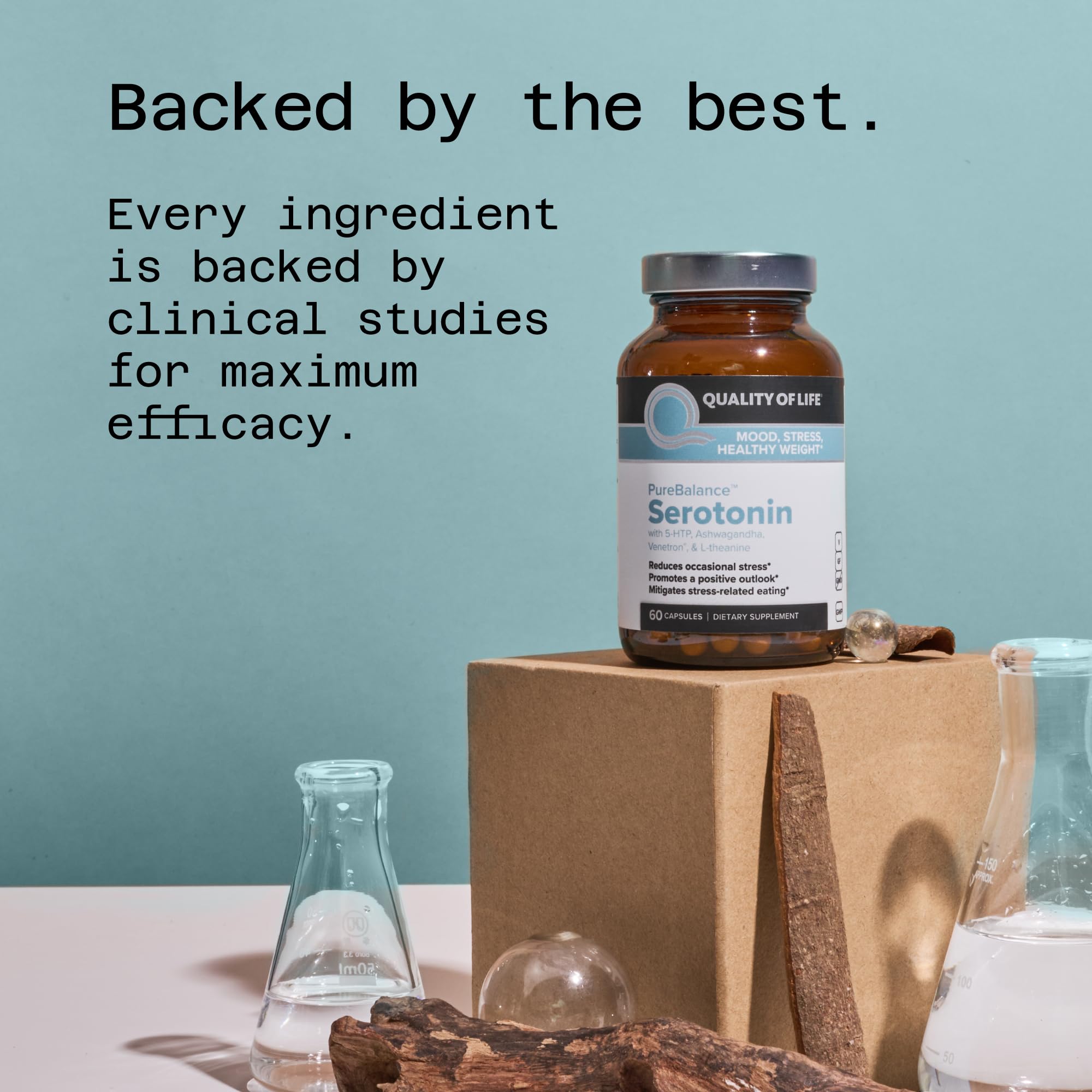 Quality of Life Pure Balance Serotonin Premium–Helps Boost Serotonin & Cortisol Levels - Includes 5-HTP, Venetron, Sensoril, Vitamin D3 & L-Theanine–60 Capsules Quality of Life Au supplements