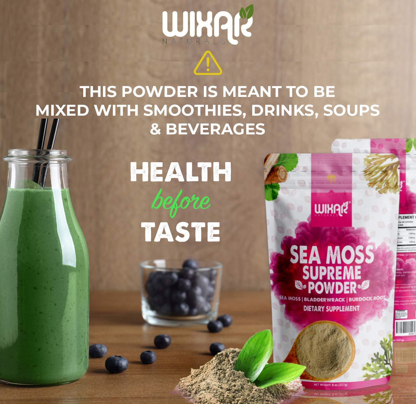 Wixar Wildcrafted Sea Moss Powder – (8 Ounces) – Natural Irish Sea Moss and Bladderwrack with Burdock Powder - Thyroid Support, Healthy Skin, Keto Detox, Joint Support Alkaline Supplements WIXAR NATURALS Au supplements