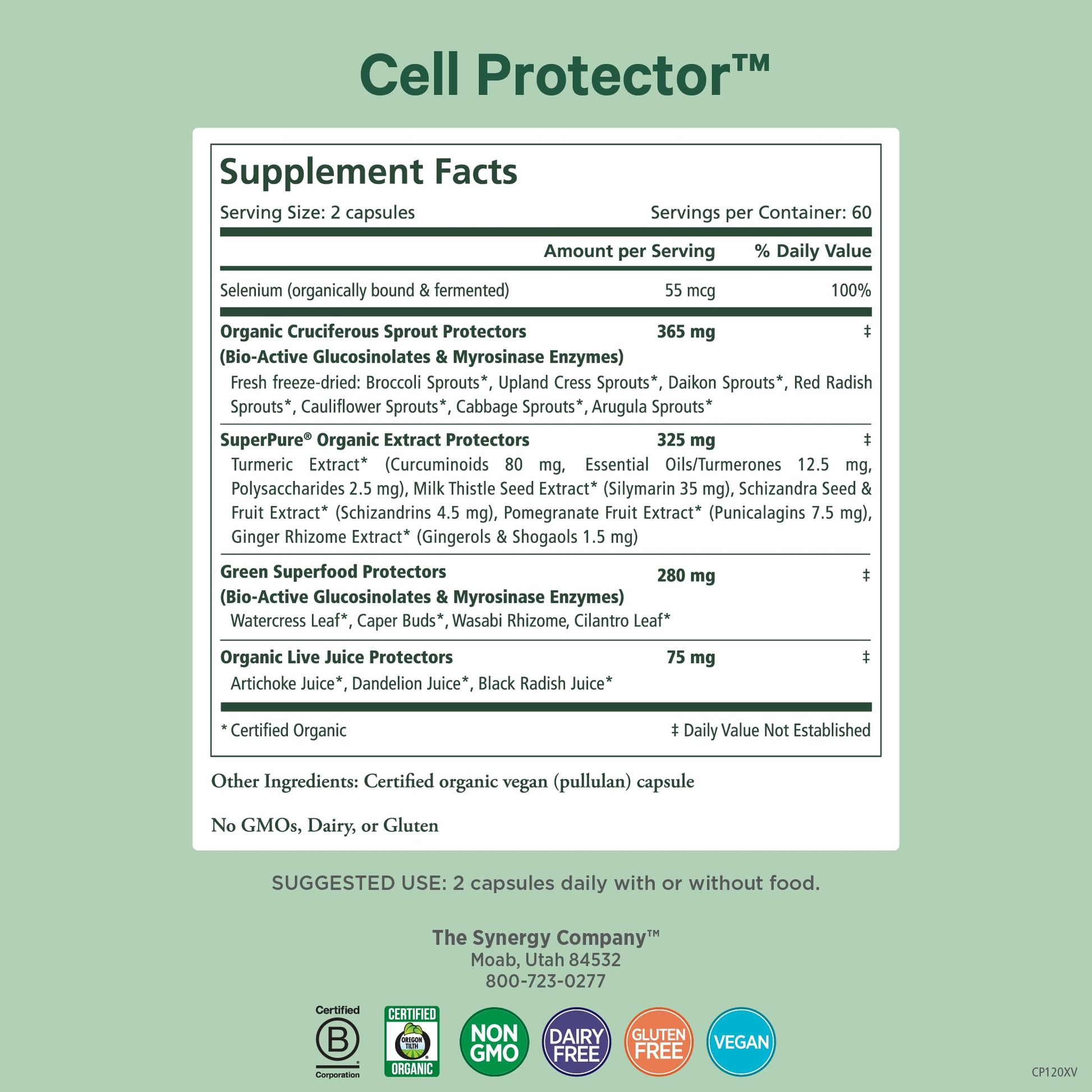 PURE SYNERGY Cell Protector | Cellular Health Supplement | Cell and Immune Support with Selenium and Organic Cruciferous Vegetables | for Healthy Aging & Detoxification (120 Capsules) PURE SYNERGY Au supplements