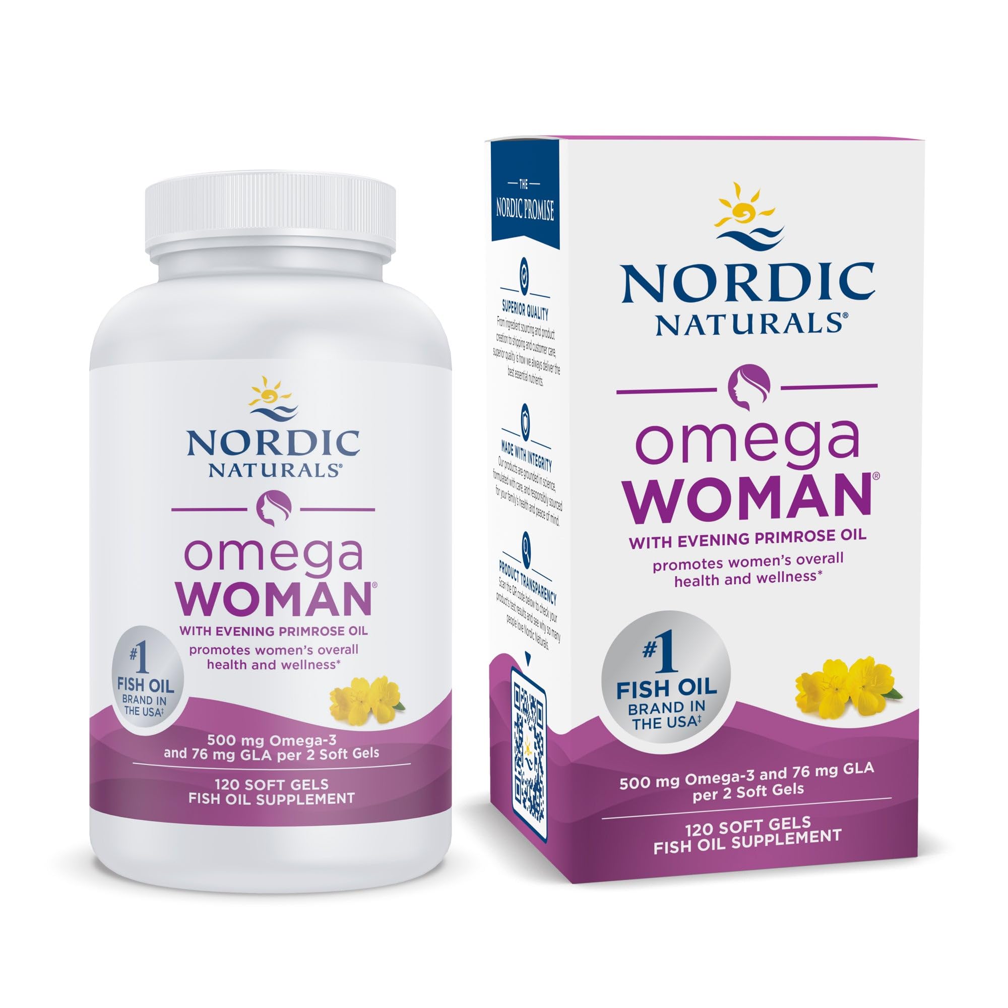 Nordic Naturals Omega Woman, Lemon - 120 Soft Gels - 500 mg Omega-3 + 800 mg Evening Primrose Oil - Healthy Skin & Optimal Wellness - Non-GMO - 60 Servings Nordic Naturals Au supplements
