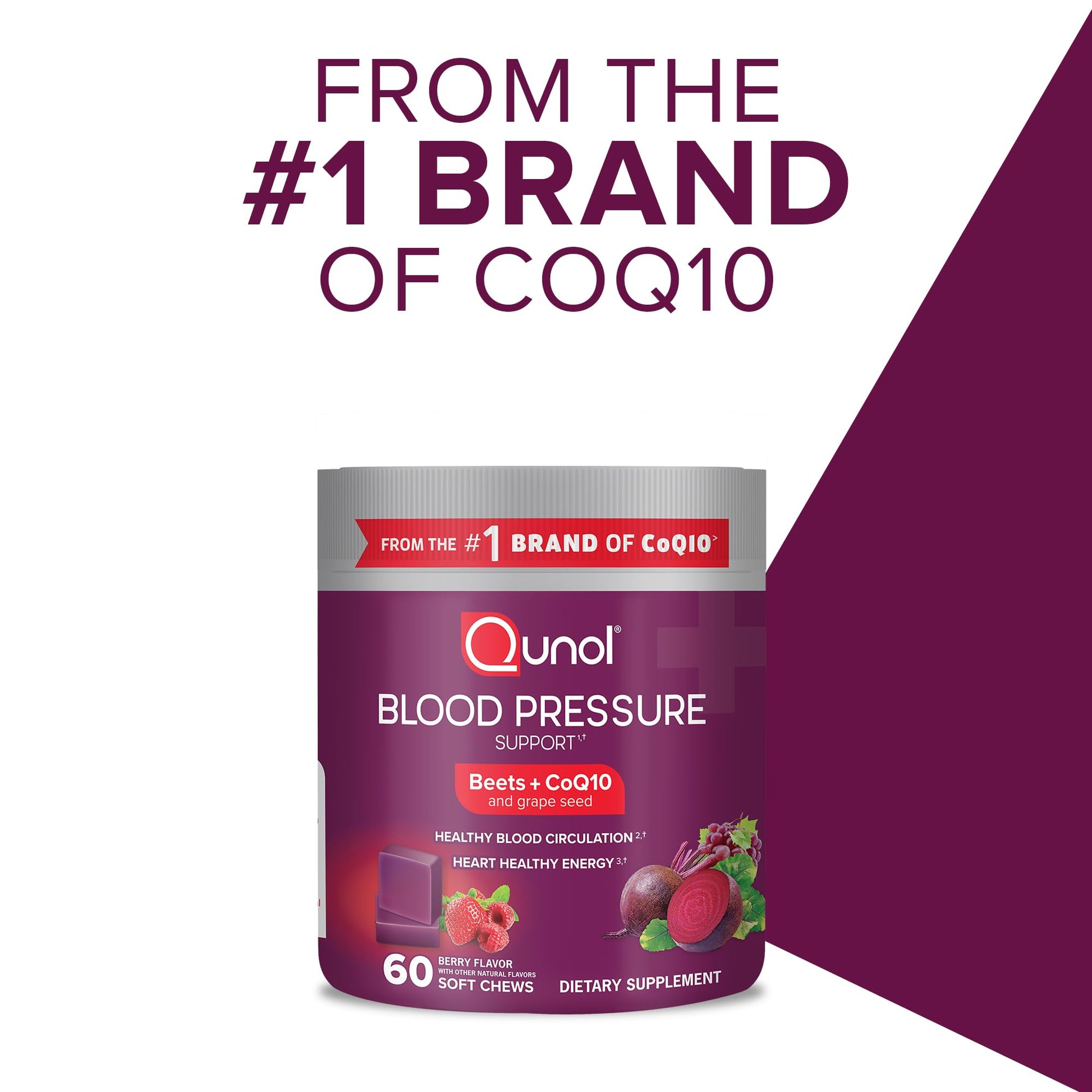 Qunol Beets Chews for Blood Pressure Support, 3 in 1 Beets + CoQ10 + Grape Seed Extract Qunol Au supplements