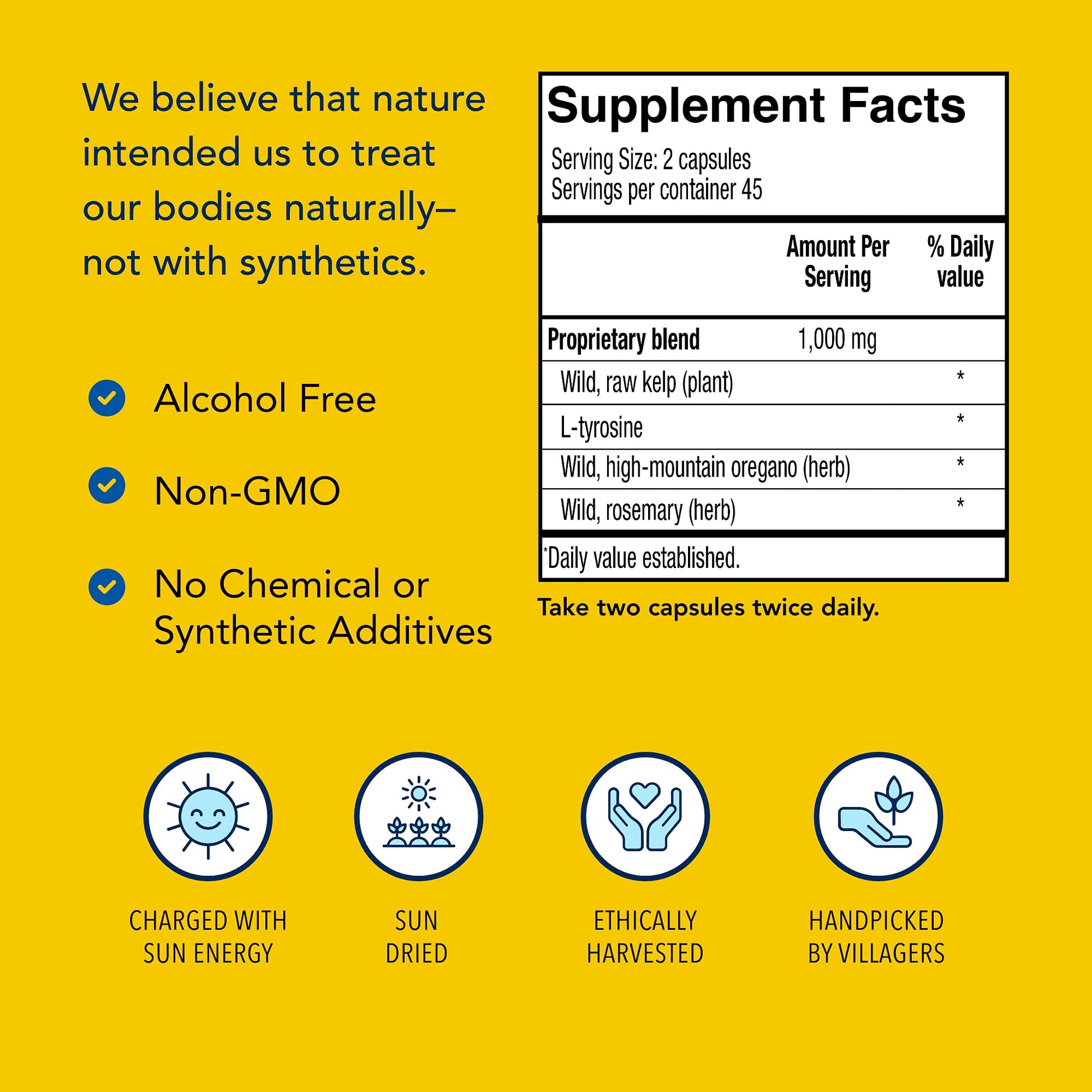 NORTH AMERICAN HERB & SPICE Thyroset - 90 Capsules - Wild Kelp & Herbs Blend - Healthy Thyroid Support - Contains Trace Minerals, Natural Iodine, Antioxidants & Amino Acids - 45 Servings NORTH AMERICAN HERB & SPICE Au supplements