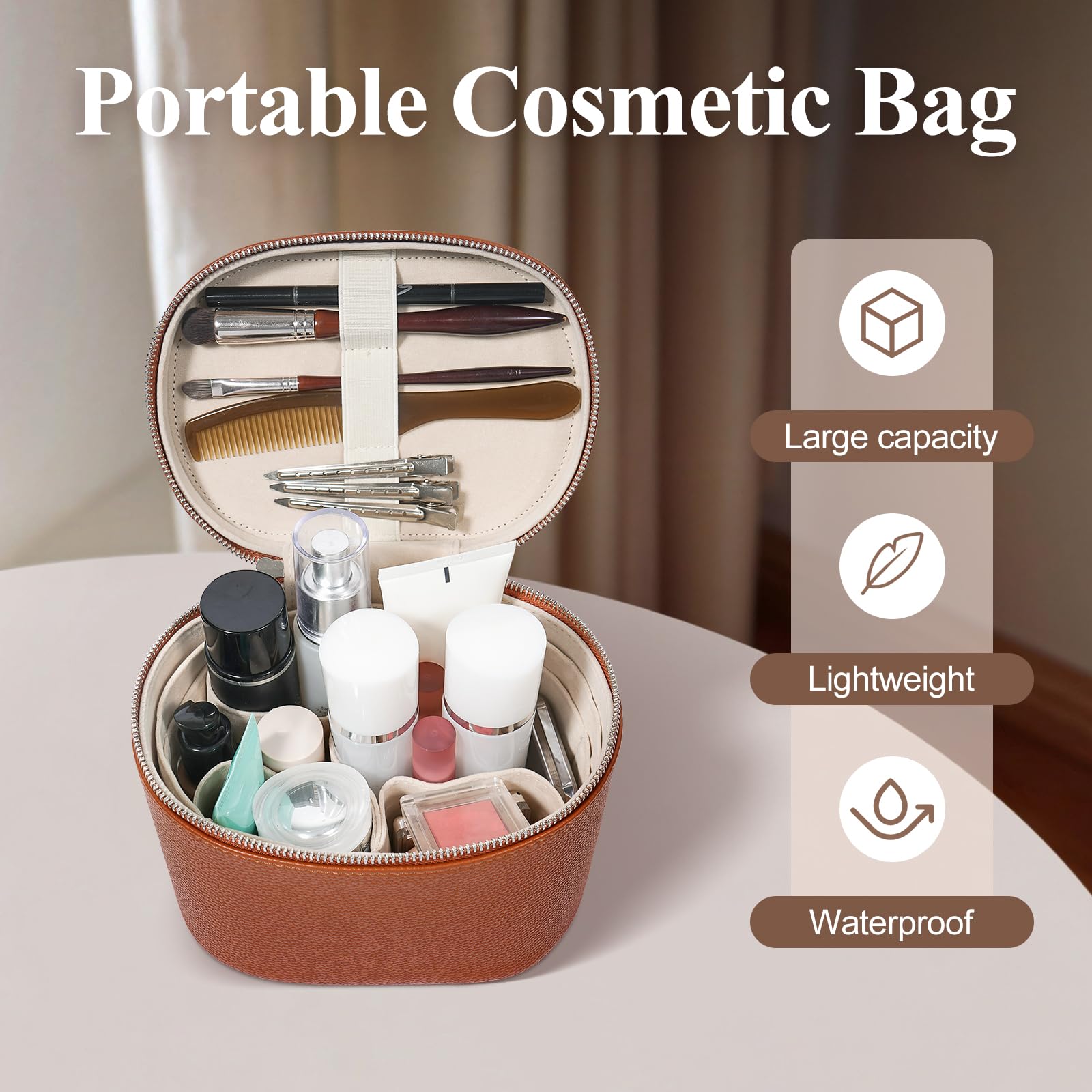 honitty Makeup Bag, Travel Make up Case with Compartments and Handle, Portable Cosmetic Organizer Bags,Toiletry Bag for Women honitty Au supplements
